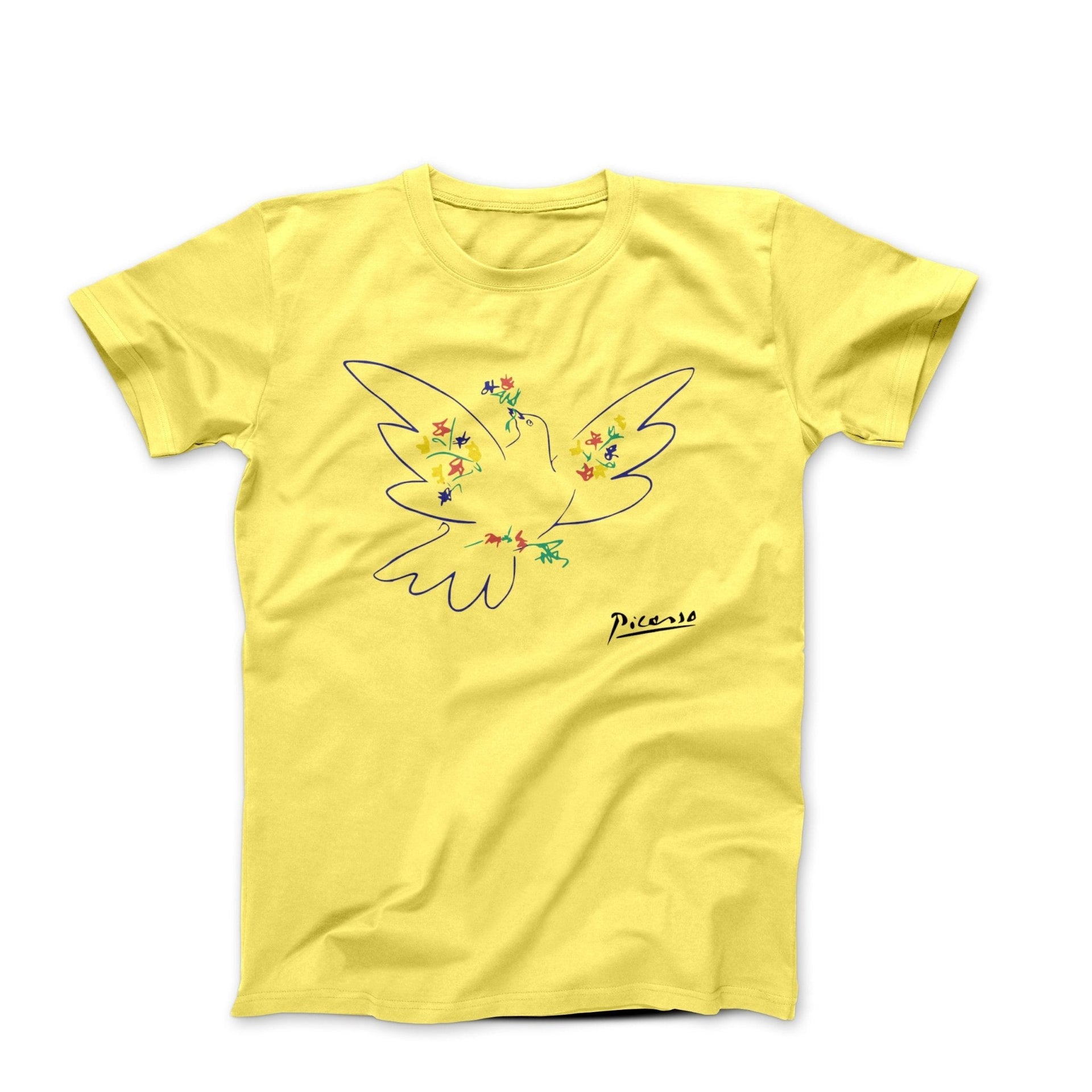 Picasso Dove With Flowers (1949) Artwork T-Shirt - Greatest Artists - Harvey Ltd