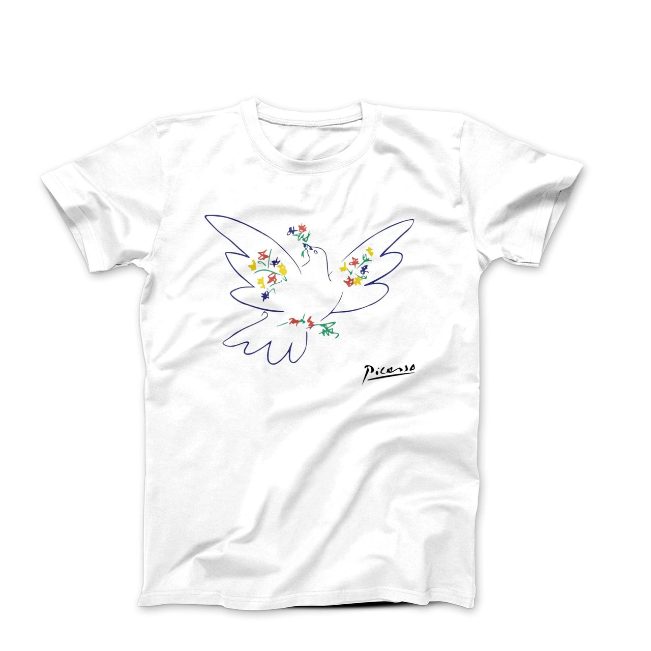 Picasso Dove With Flowers (1949) Artwork T-Shirt - Greatest Artists - Harvey Ltd