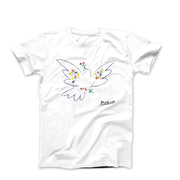 Picasso Dove With Flowers (1949) Artwork T-Shirt - Greatest Artists - Harvey Ltd