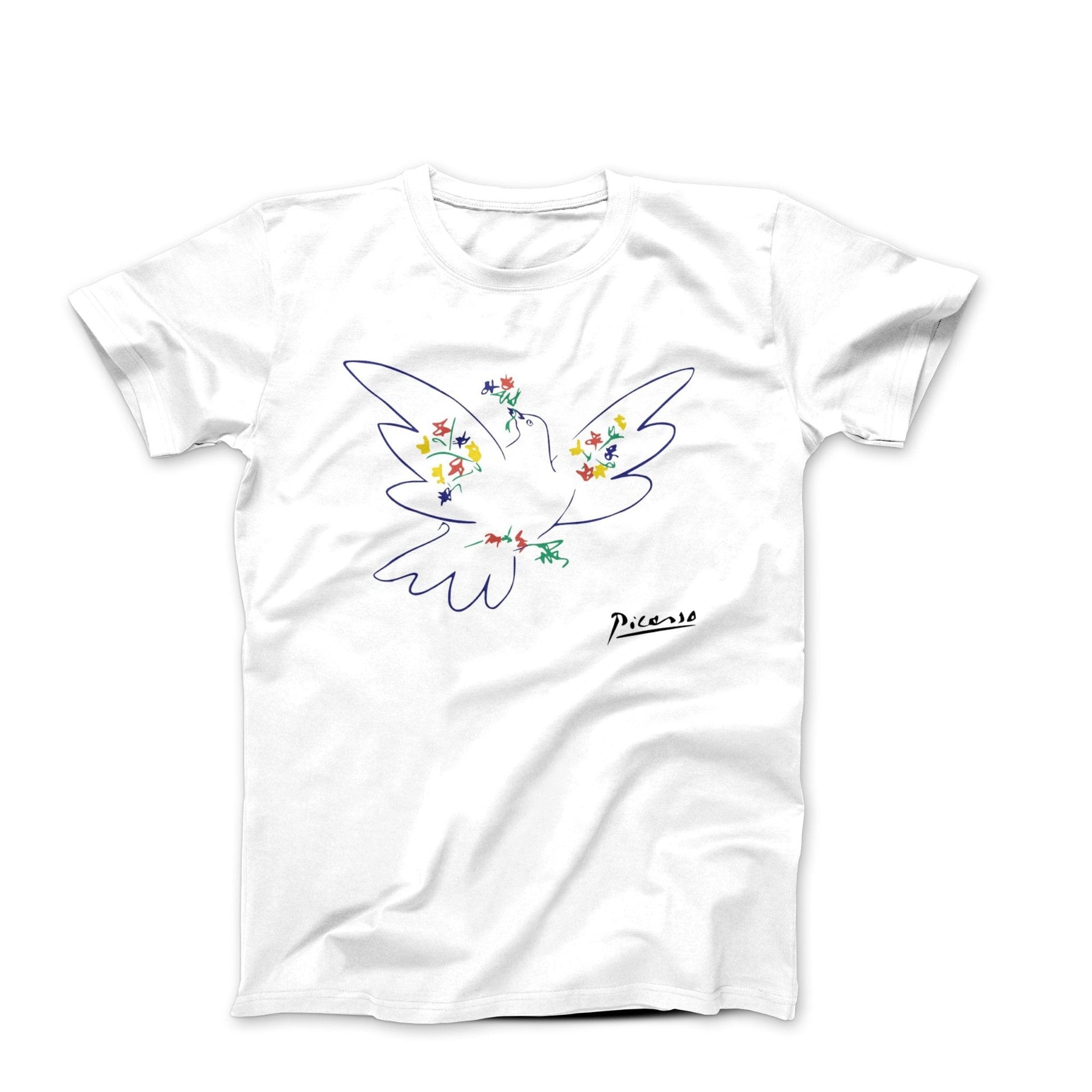 Picasso Dove With Flowers (1949) Artwork T-Shirt - Greatest Artists - Harvey Ltd