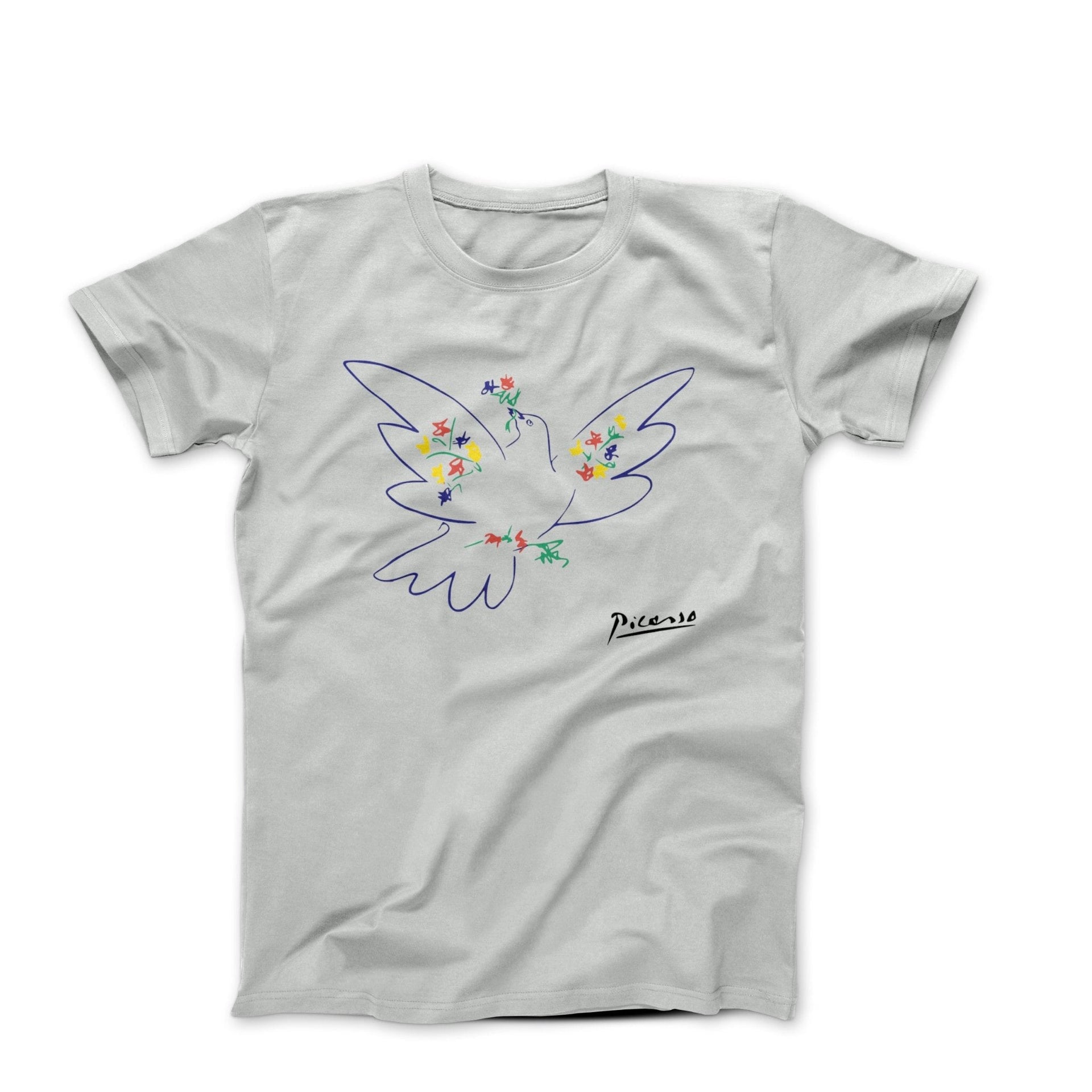 Picasso Dove With Flowers (1949) Artwork T-Shirt - Greatest Artists - Harvey Ltd