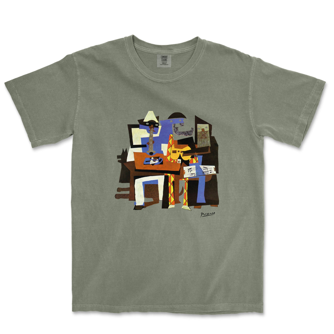 Picasso Three Musicians Garment - Dyed T-Shirt - Greatest Artists - Harvey Ltd