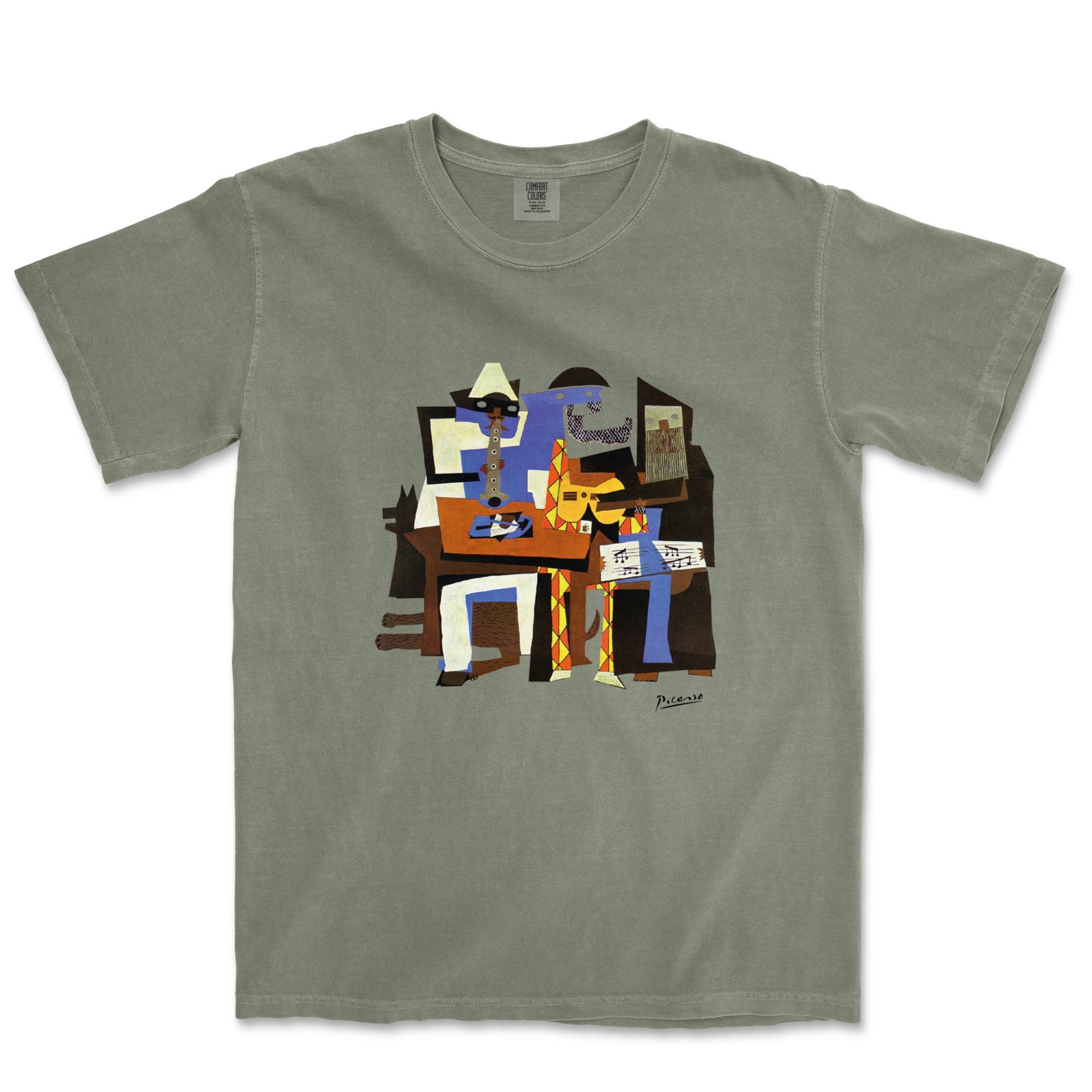 Picasso Three Musicians Garment - Dyed T-Shirt - Greatest Artists - Harvey Ltd