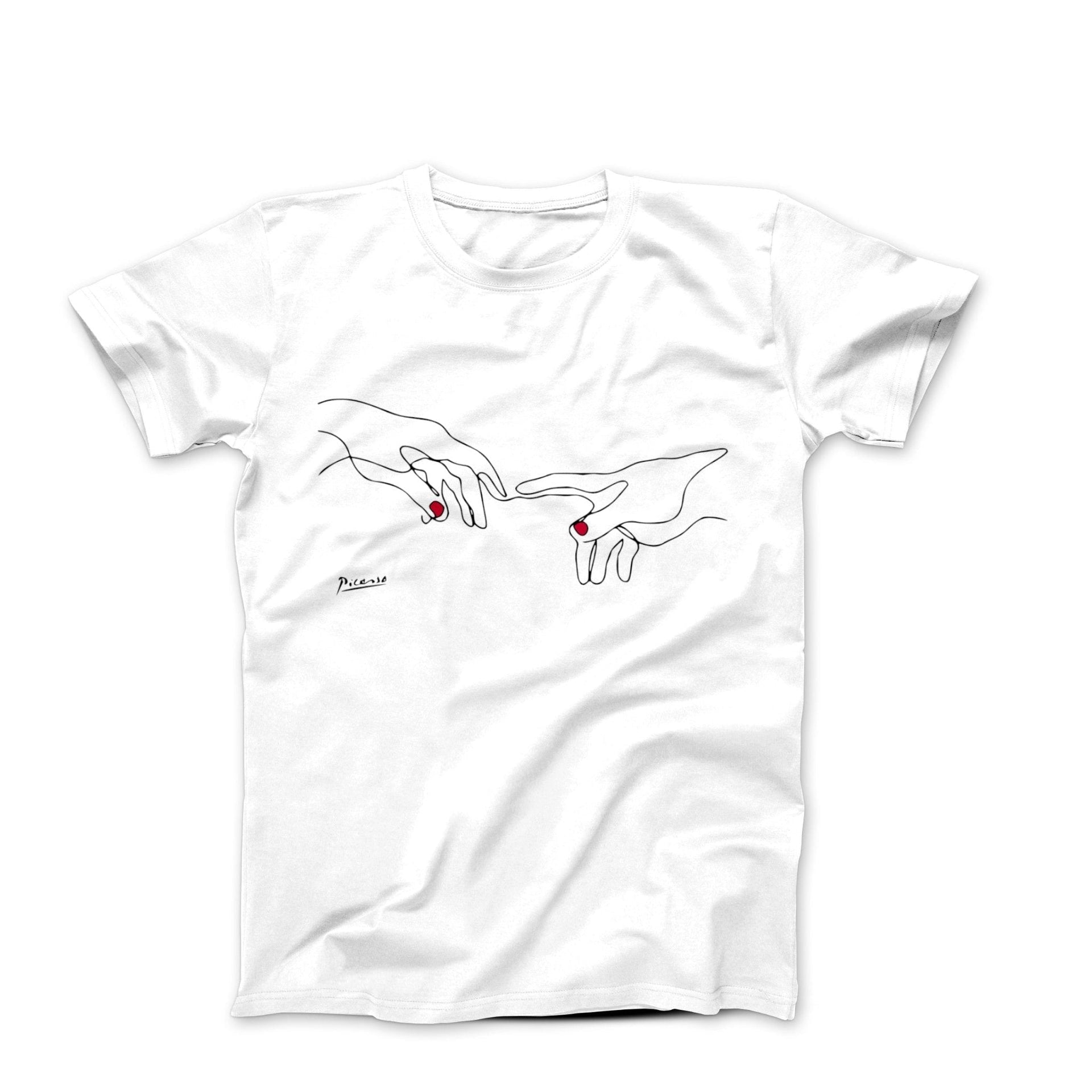 Picasso Touching Hands Line Drawing T-shirt - Greatest Artists - Harvey Ltd