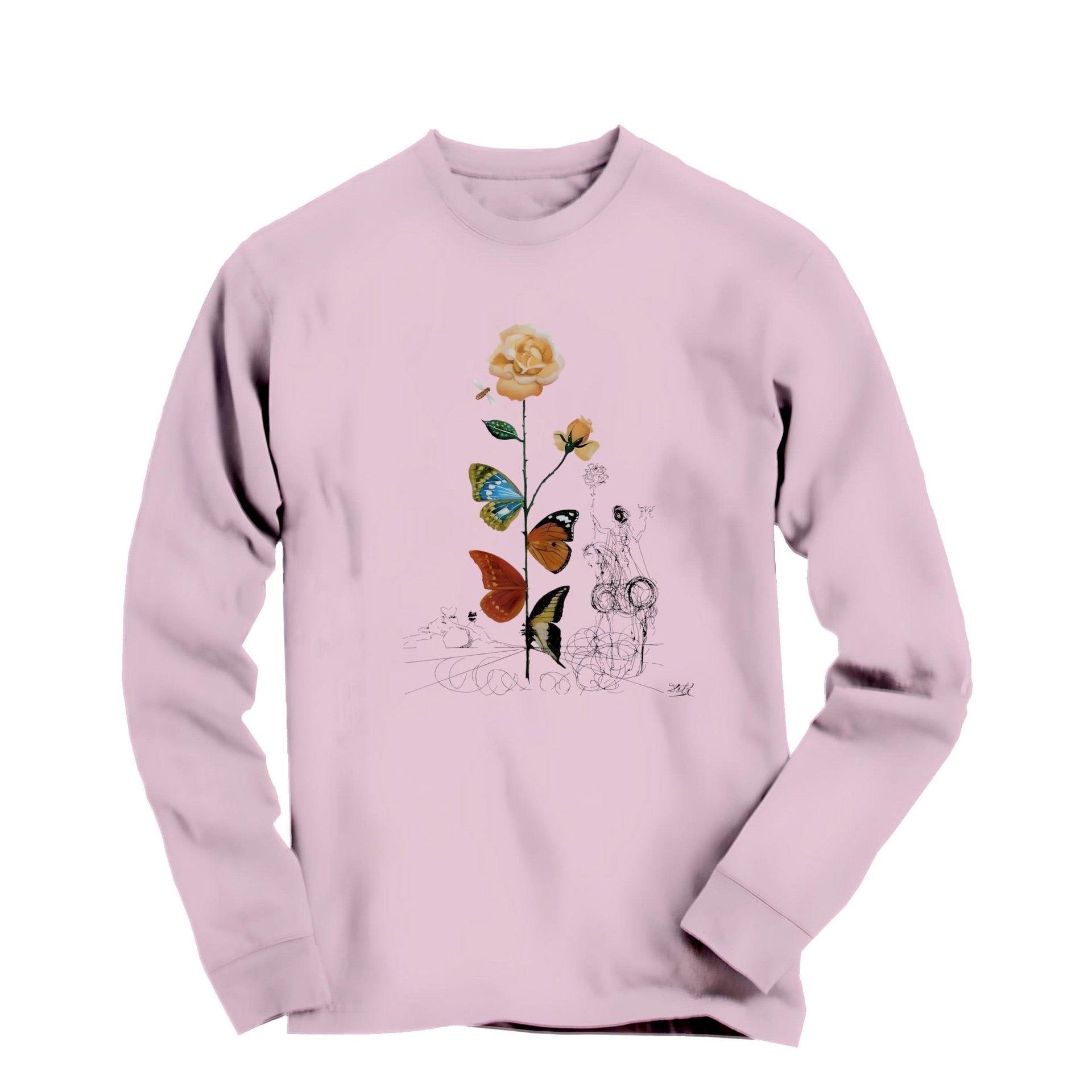 Salvador Dali Butterfly Rosa (1967) Artwork Long Sleeve Tee - Greatest Artists - Harvey Ltd