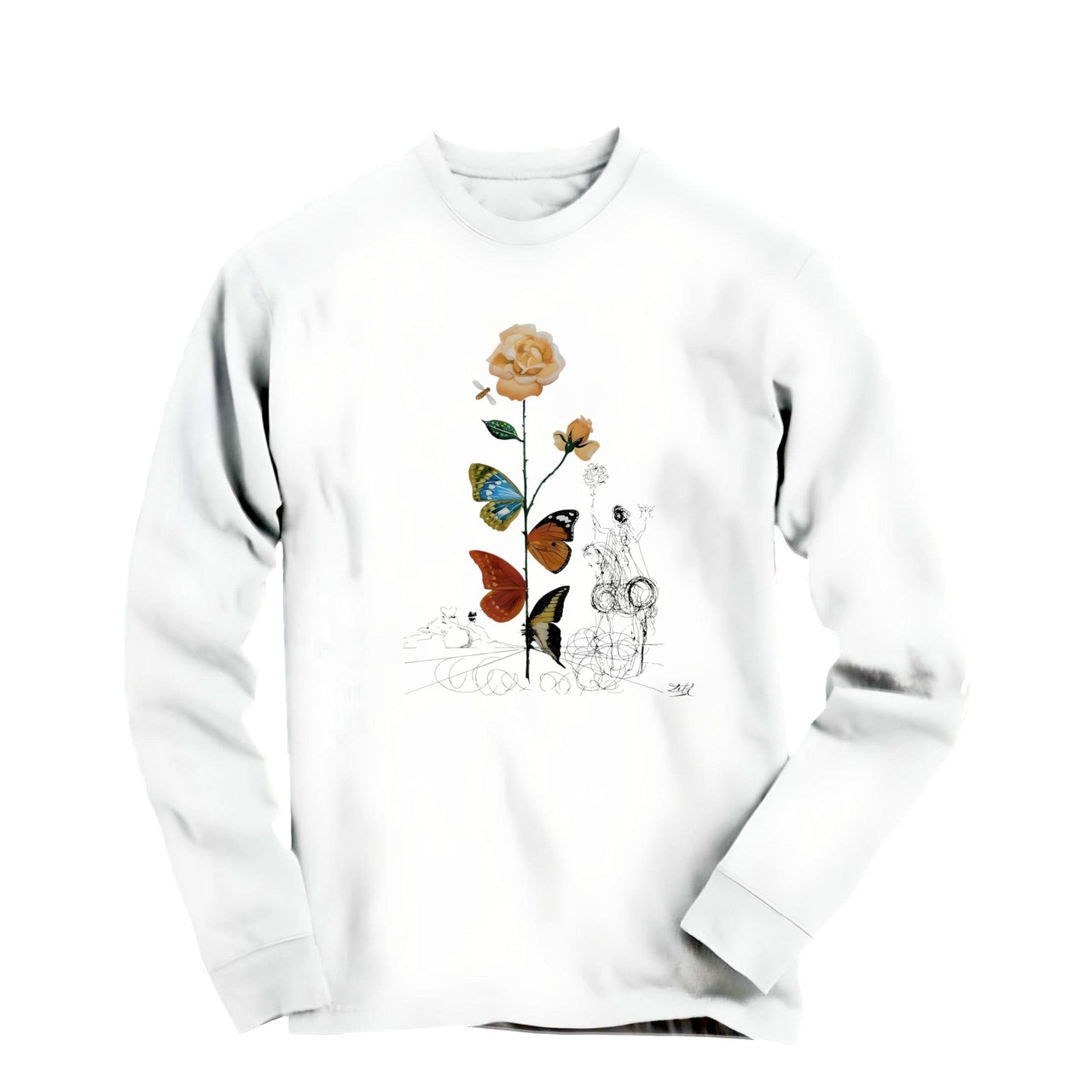 Salvador Dali Butterfly Rosa (1967) Artwork Long Sleeve Tee - Greatest Artists - Harvey Ltd