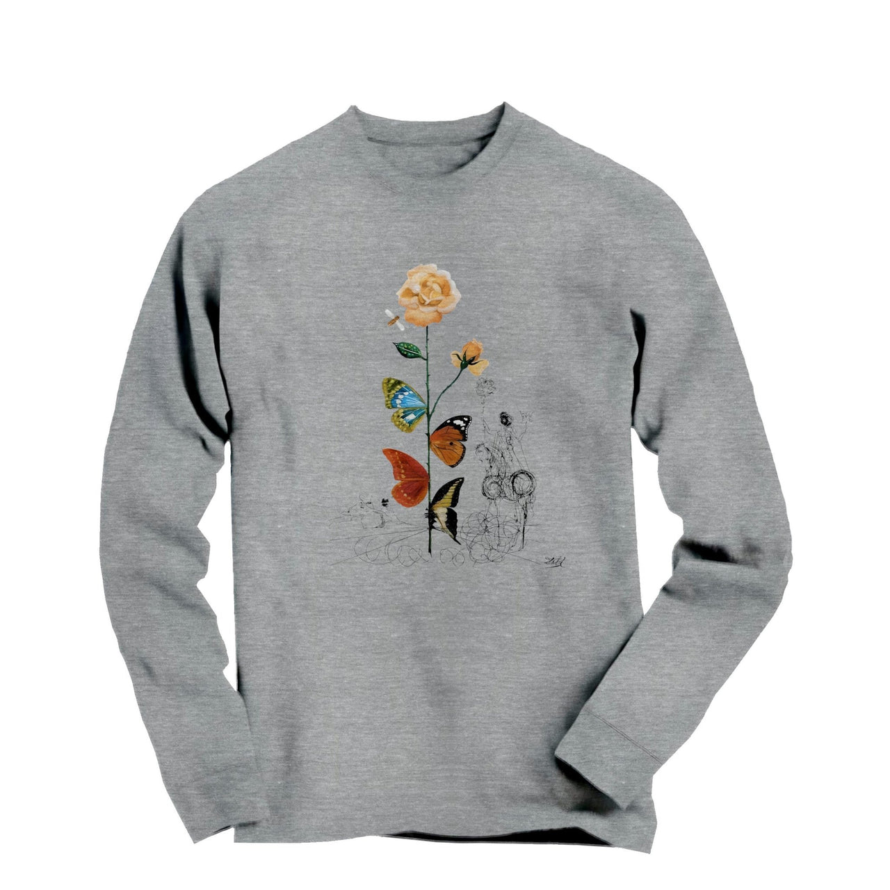 Salvador Dali Butterfly Rosa (1967) Artwork Long Sleeve Tee - Greatest Artists - Harvey Ltd