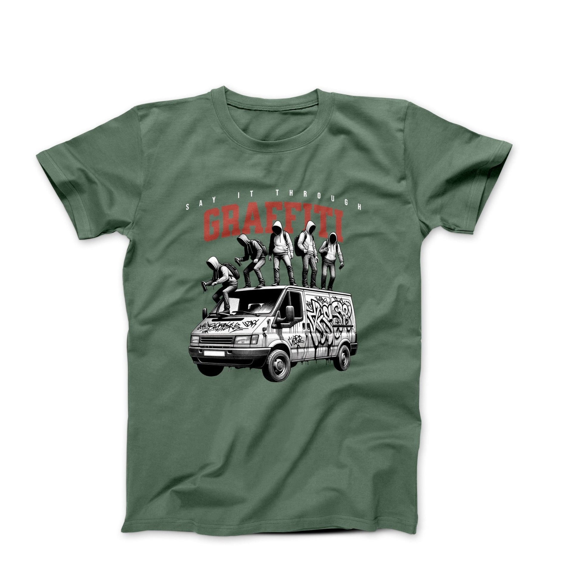 Say It Through Graffiti Illustration T-shirt - Street, Pop & Media Art - Harvey Ltd