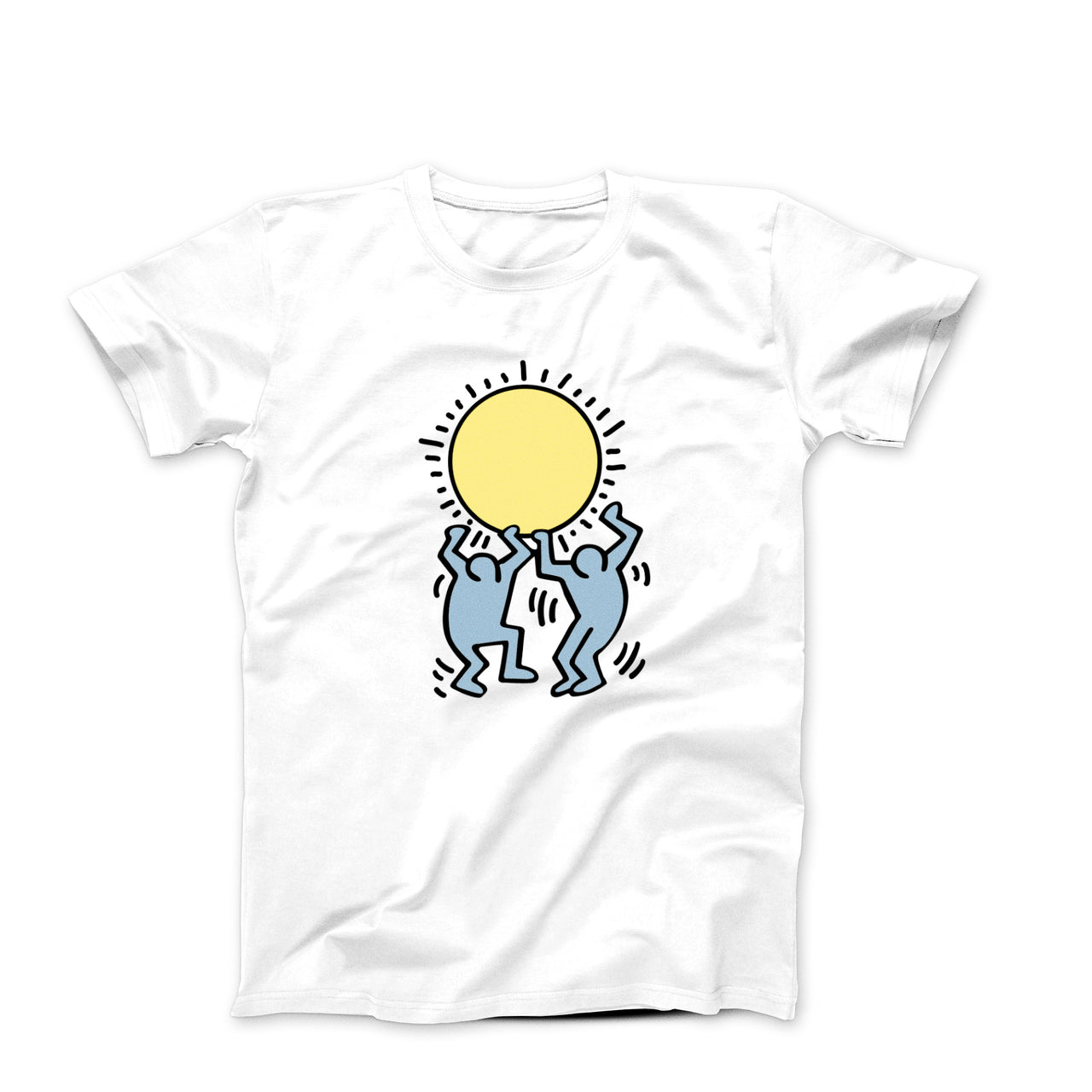 Haring Men Holding Sun Pop Art T-shirt