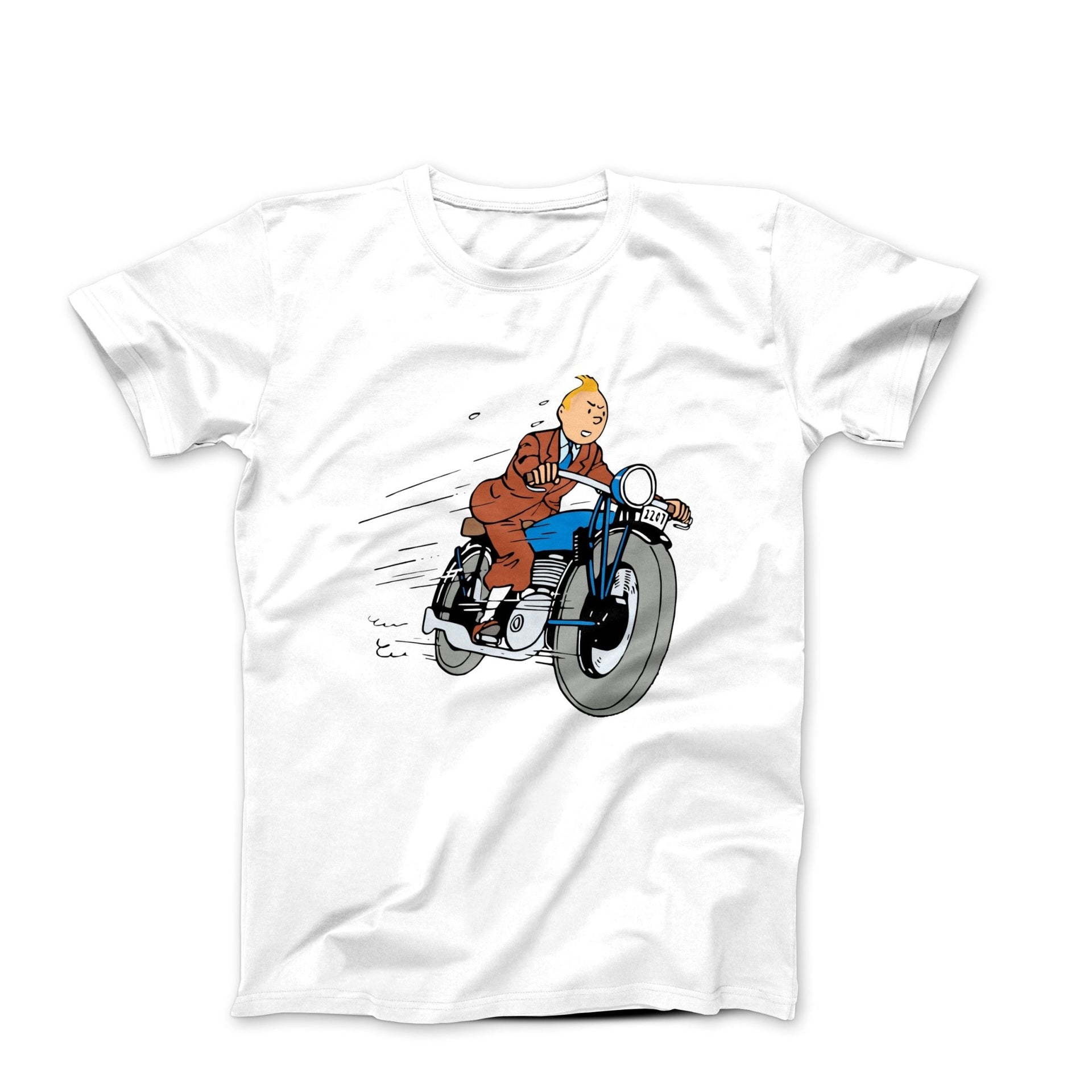 Tin Tin Riding A Motorcycle T - shirt - Clothing - Harvey Ltd