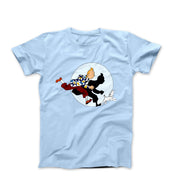 Tintin and Snowy Getting Hit By A Spotlight T-Shirt - Comics, Movies & Music - Harvey Ltd