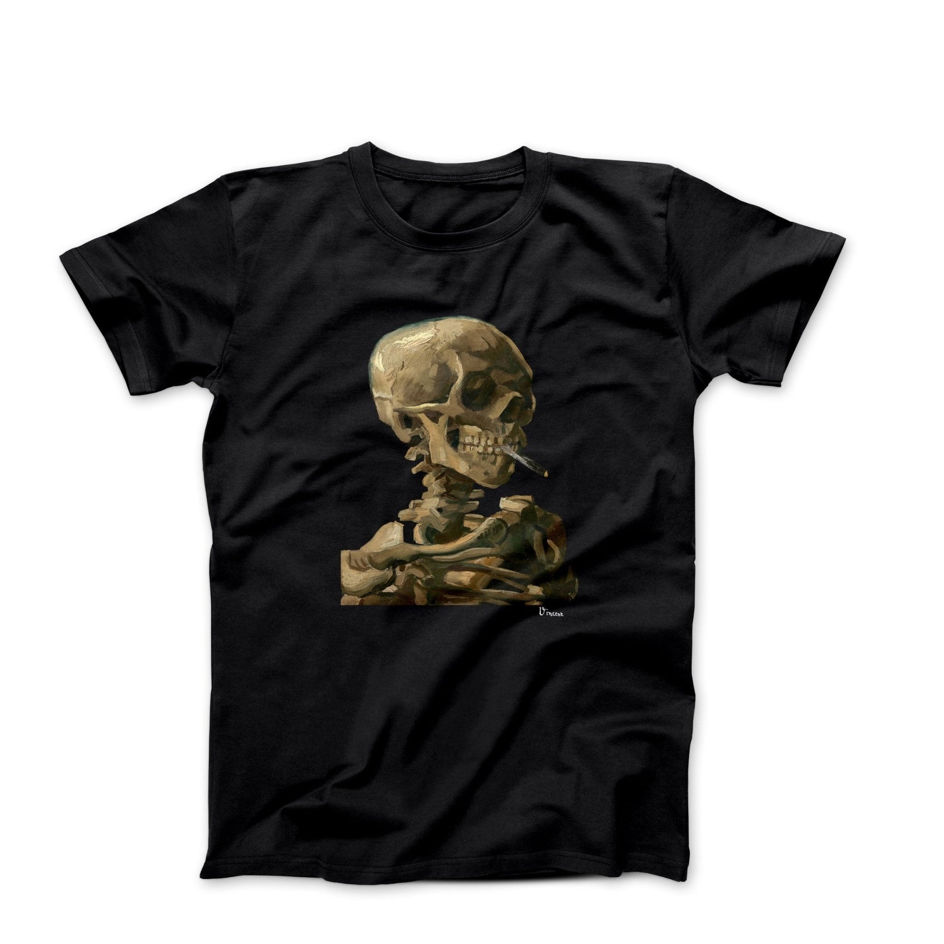 Van Gogh Skeleton Skull with Cigarette (1886) T-Shirt - Greatest Artists - Harvey Ltd