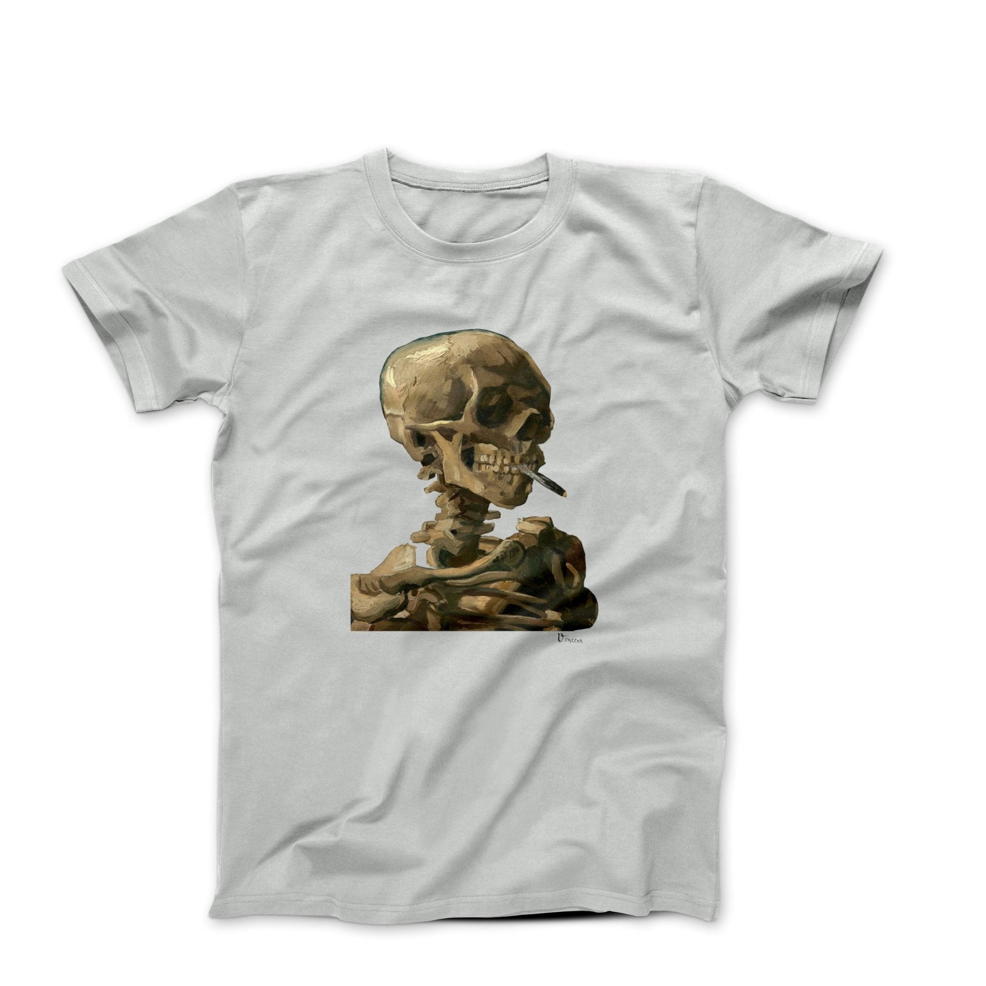 Van Gogh Skeleton Skull with Cigarette (1886) T-Shirt - Greatest Artists - Harvey Ltd