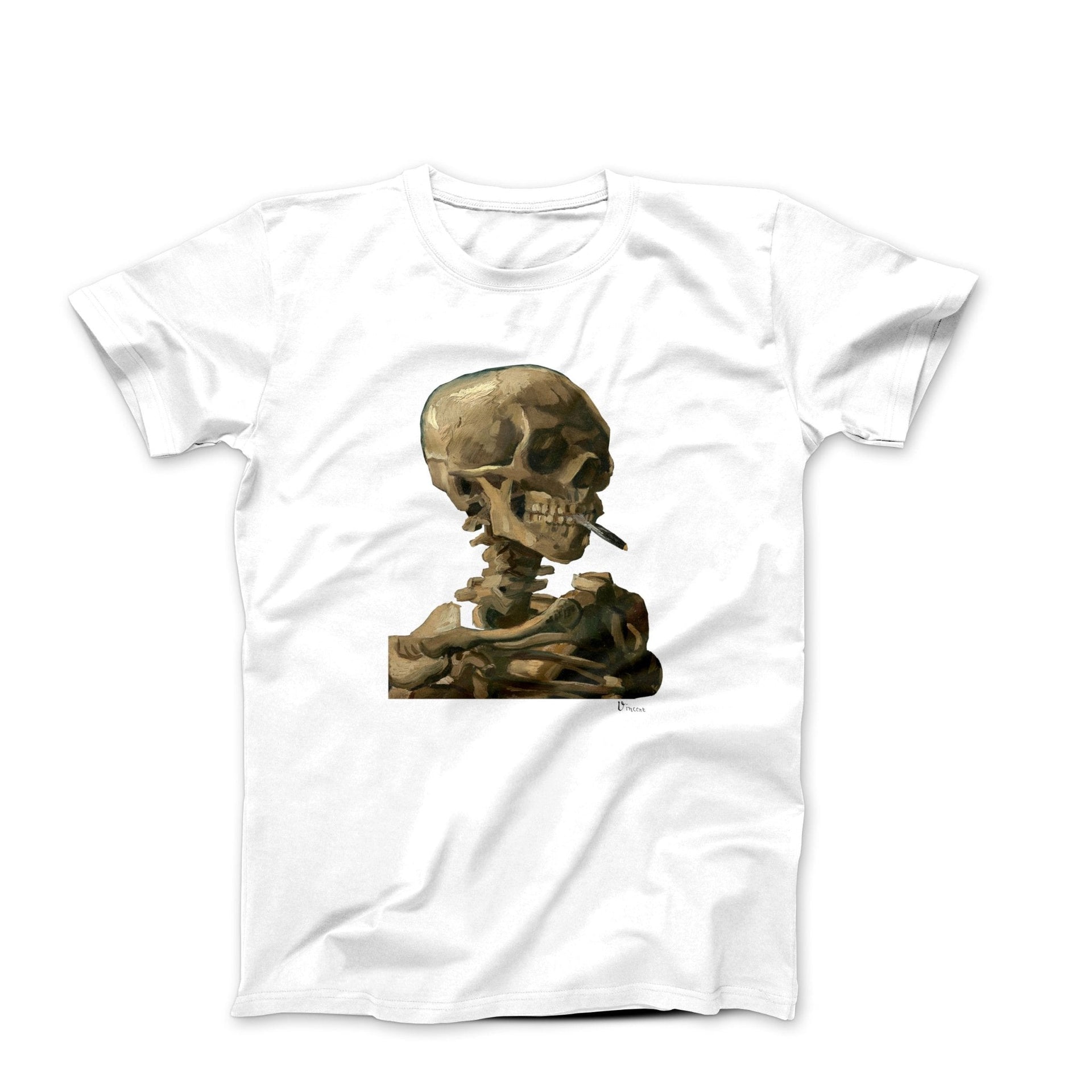 Van Gogh Skeleton Skull with Cigarette (1886) T-Shirt - Greatest Artists - Harvey Ltd