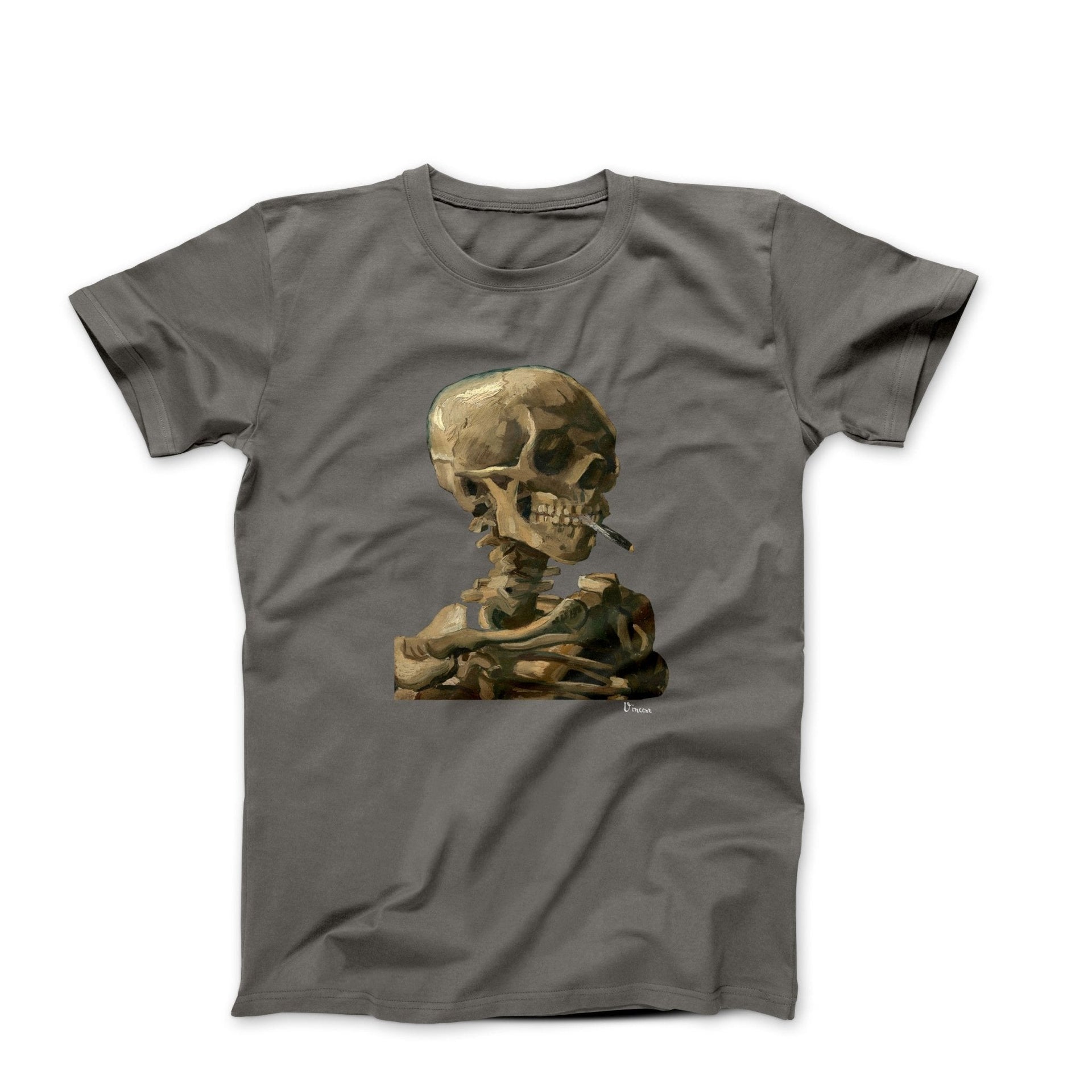 Van Gogh Skeleton Skull with Cigarette (1886) T-Shirt - Greatest Artists - Harvey Ltd