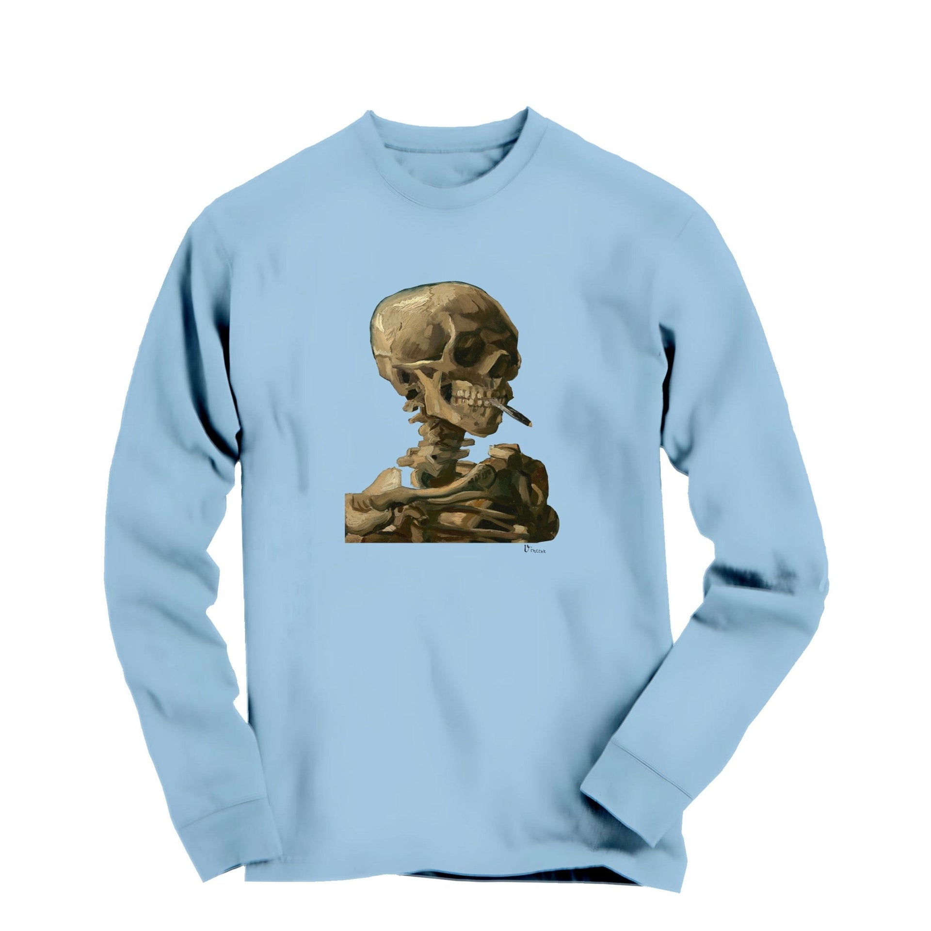 Van Gogh Skeleton Skull with Cigarette Long Sleeve Tee - Greatest Artists - Harvey Ltd