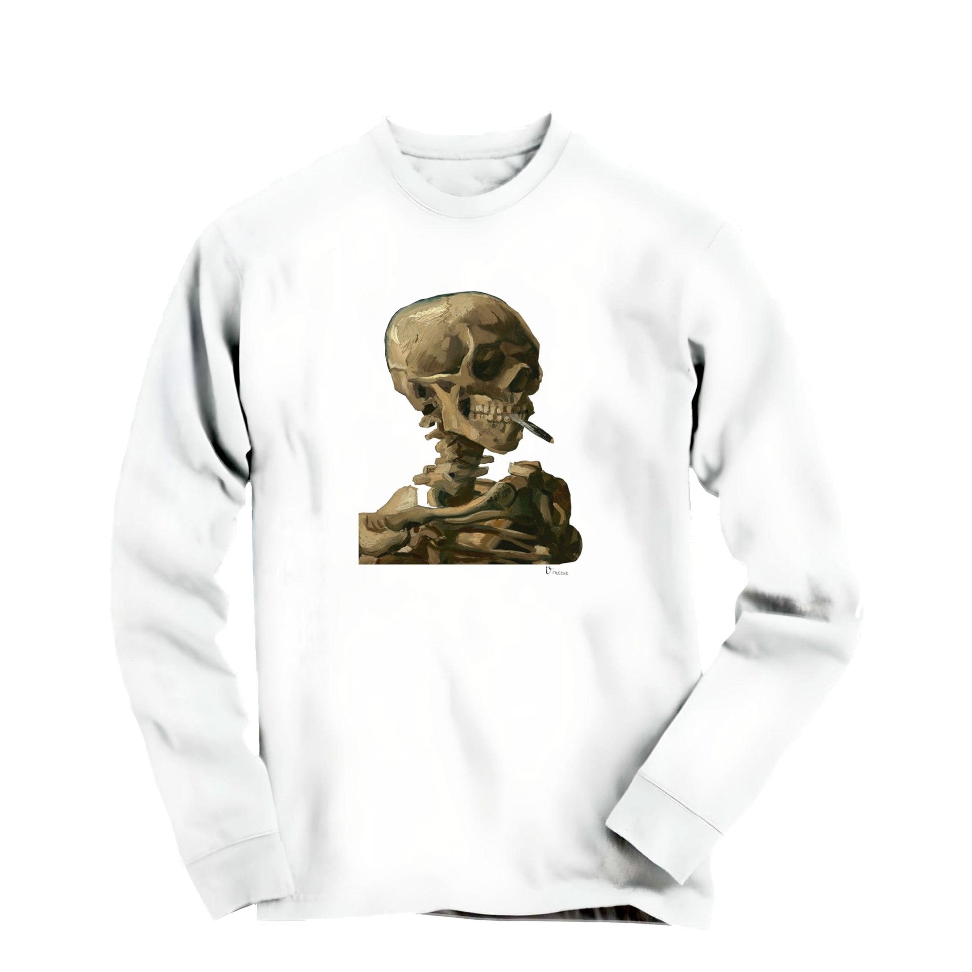 Van Gogh Skeleton Skull with Cigarette Long Sleeve Tee - Greatest Artists - Harvey Ltd