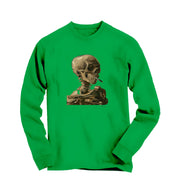 Van Gogh Skeleton Skull with Cigarette Long Sleeve Tee - Greatest Artists - Harvey Ltd