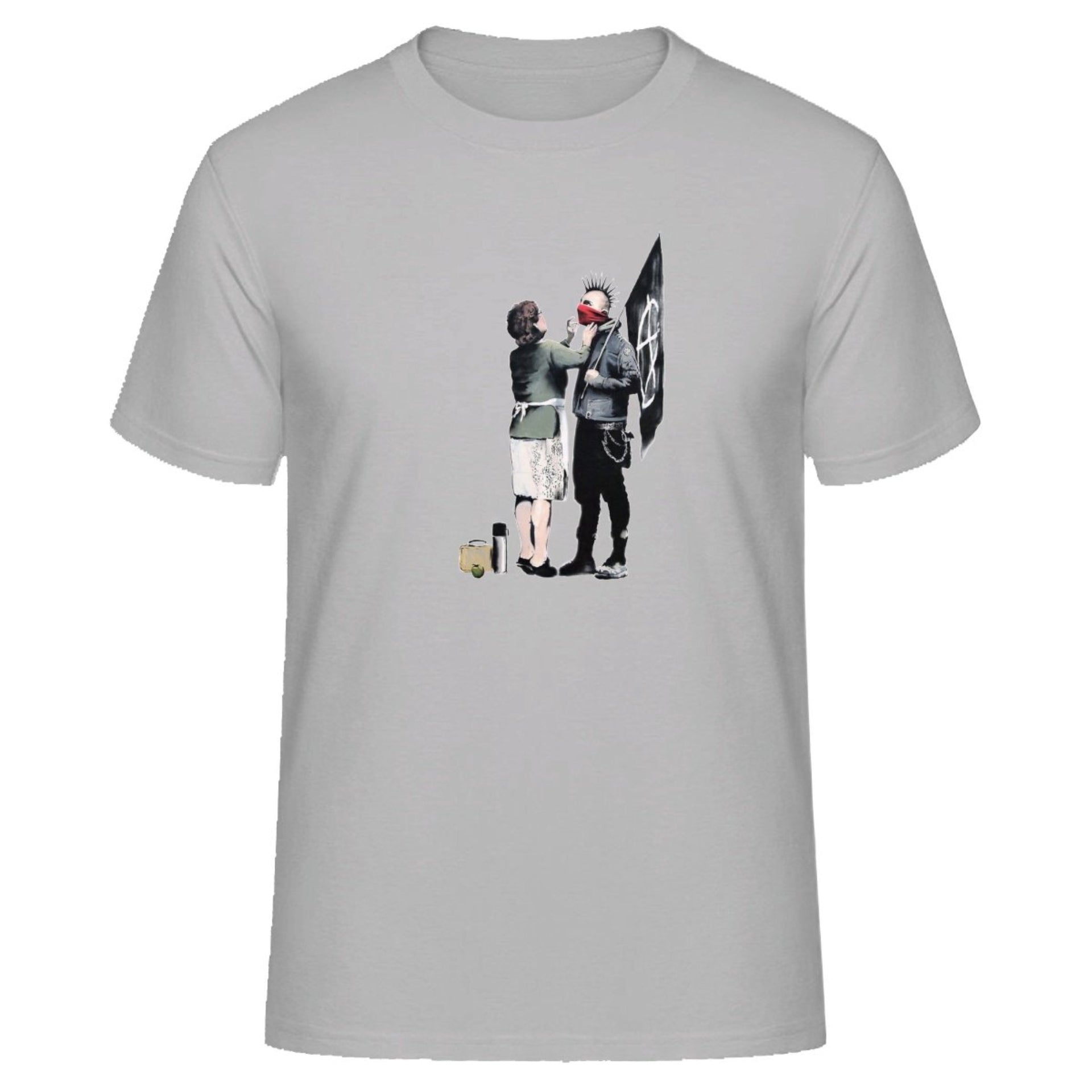 Banksy Anarchist Punk And His Mother Artwork T-Shirt - Clothing - Harvey Ltd