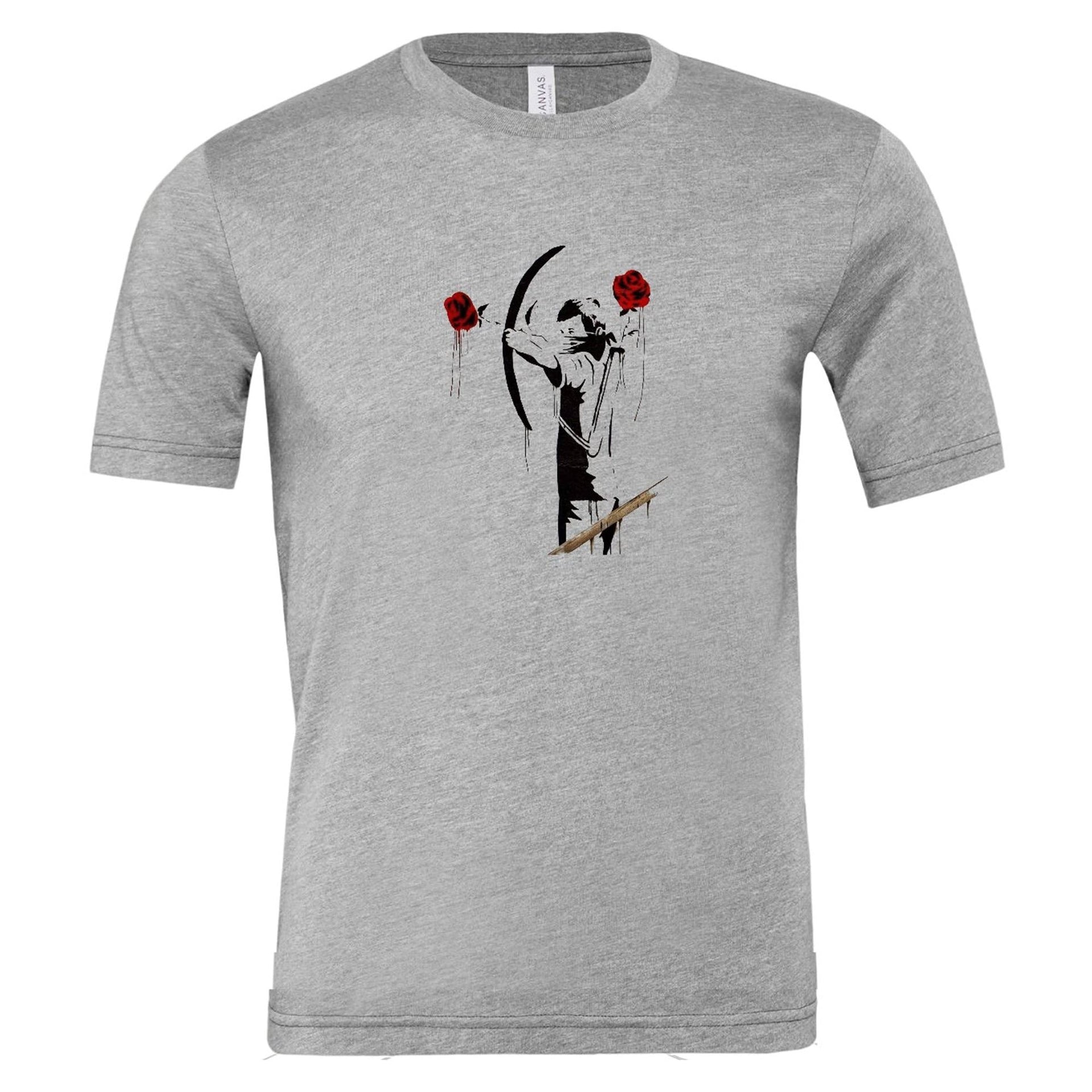 Banksy Archer Shooting Roses Street Art T-shirt - Clothing - Harvey Ltd