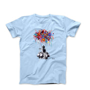 Banksy Boy Flying In Balloon Street Art T-shirt - Clothing - Harvey Ltd