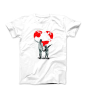 Banksy-Inspired Embracing a World of Love Graffiti Art T-shirt - Clothing - Harvey Ltd