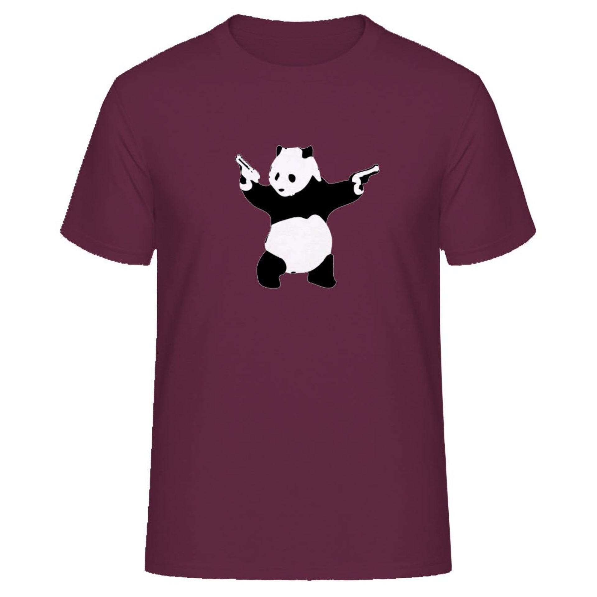 Banksy Pandamonium Armed Panda Artwork T-Shirt - Clothing - Harvey Ltd