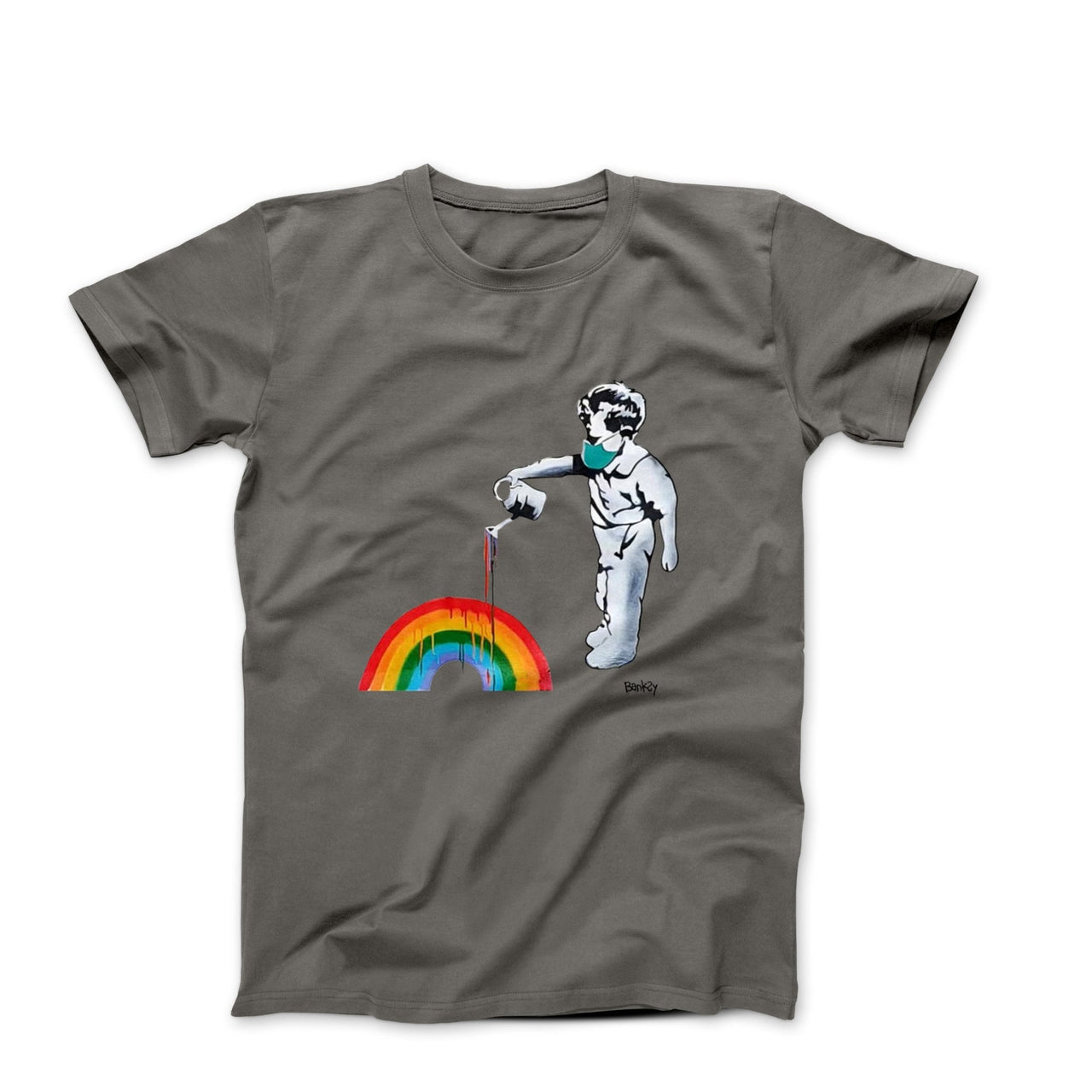 Banksy Rainbow Boy (2014) Graffiti Art T-shirt - Clothing - Harvey Ltd