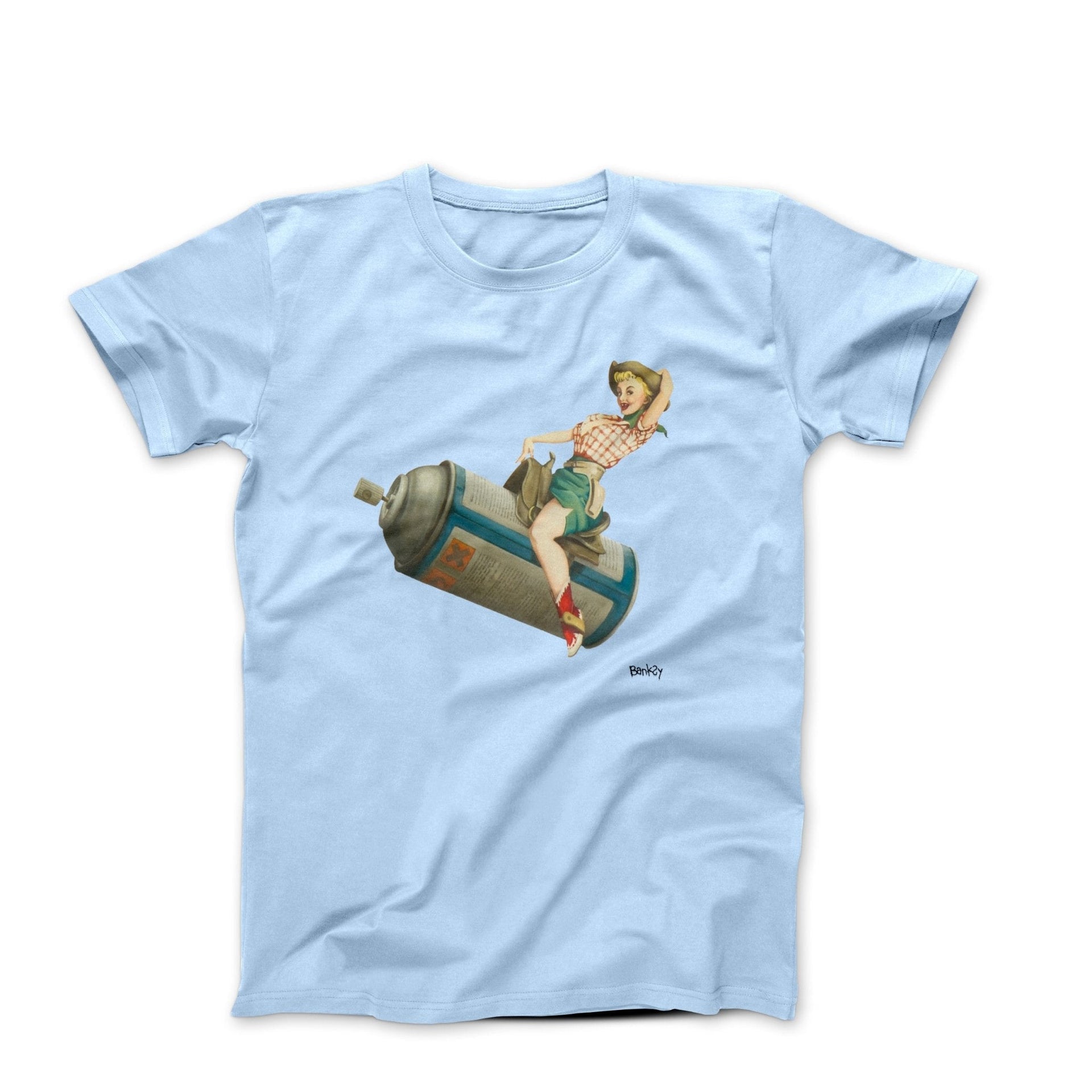Banksy Spraycan Rodeo Girl (2008) Artwork T-shirt - Street, Pop & Media Art - Harvey Ltd