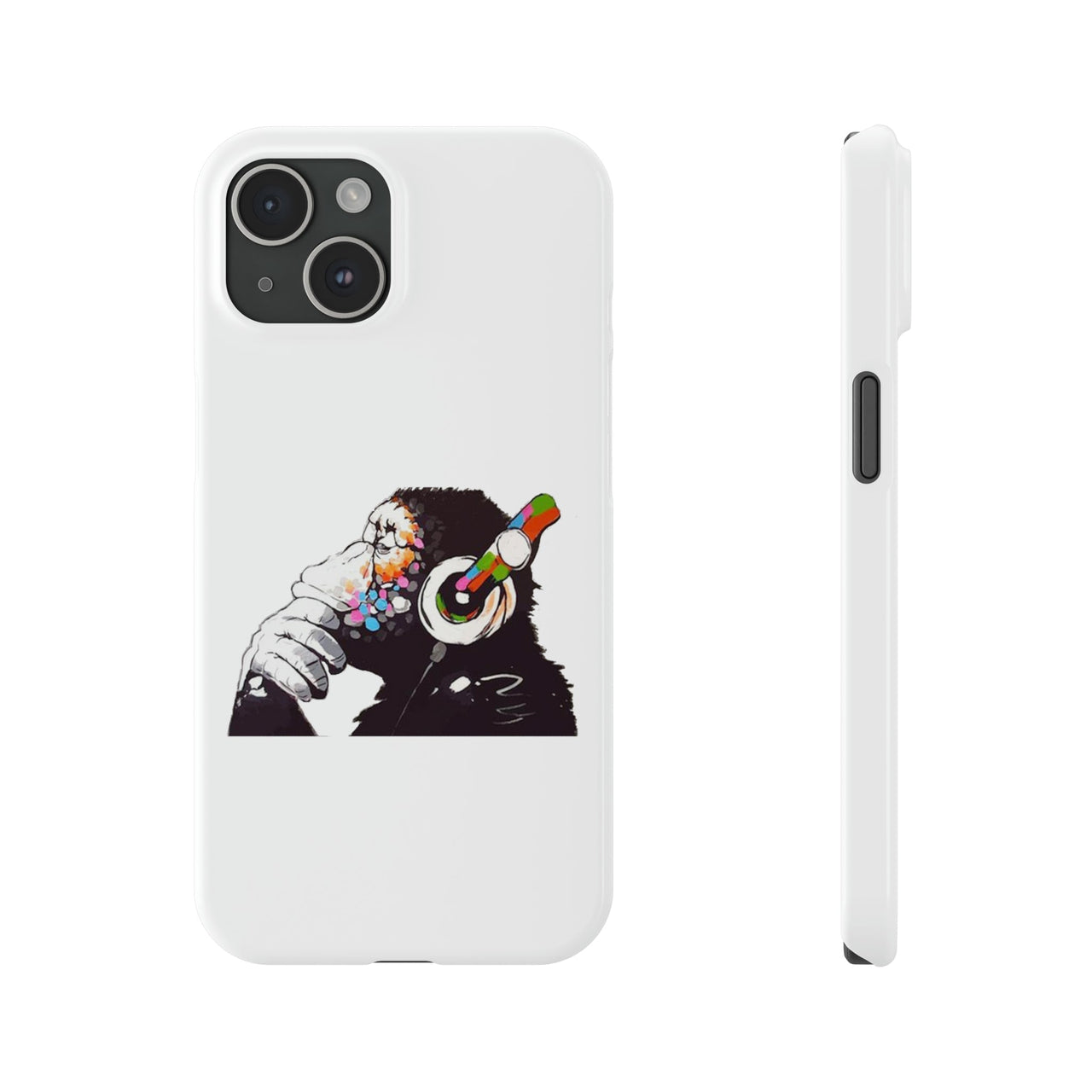 Banksy Thoughful Monkey Slim White Phone Case - Accessories - Harvey Ltd