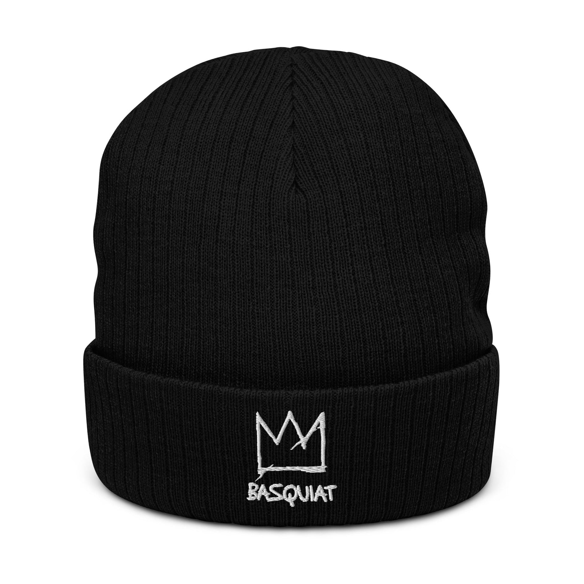 Basquiat Name with Crown Ribbed Knit Beanie - Accessories - Harvey Ltd