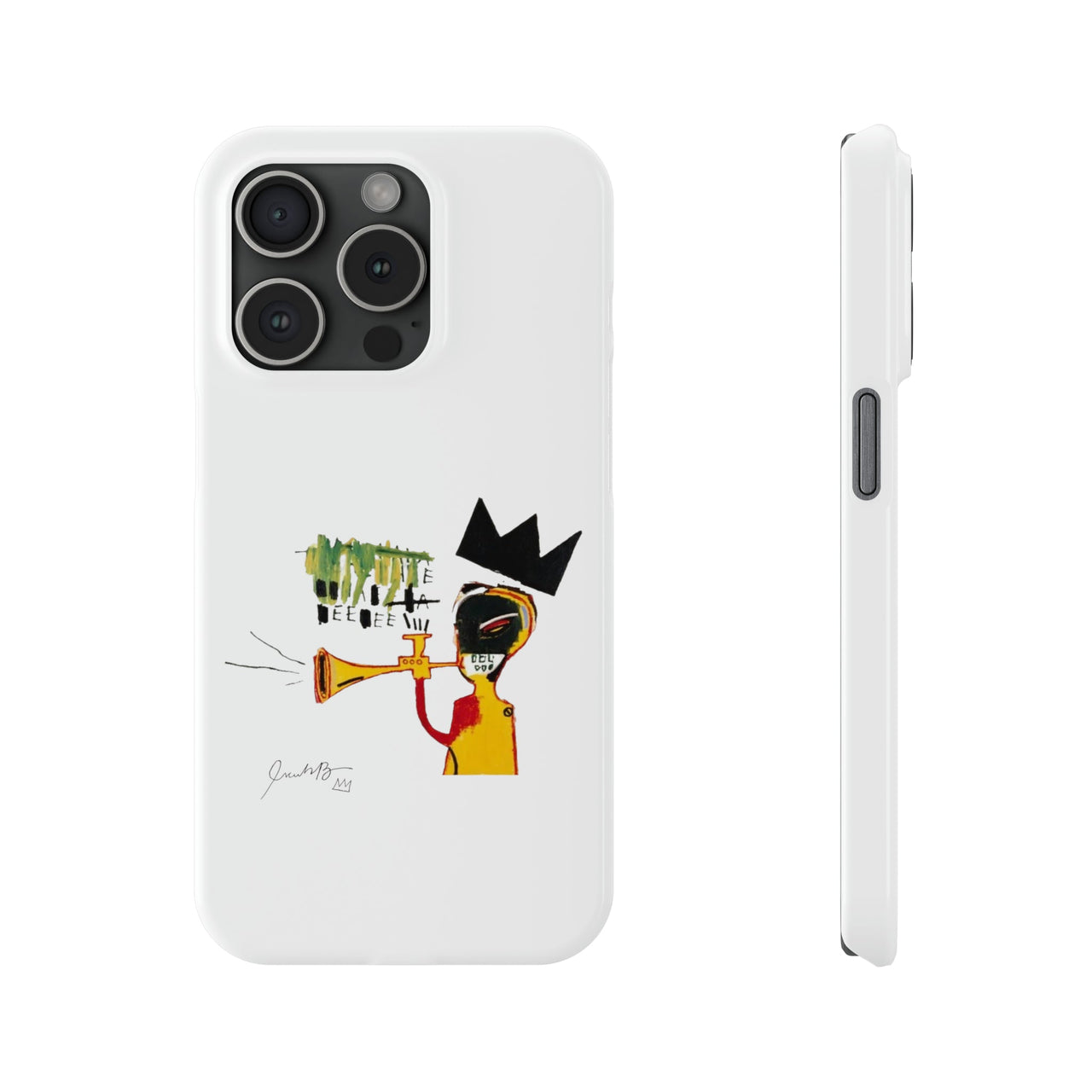 Basquiat Trumpet (1984) Slim White Phone Case - Accessories - Harvey Ltd