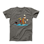 Calvin & Hobbes Dancing with Record Player T-Shirt - Clothing - Harvey Ltd