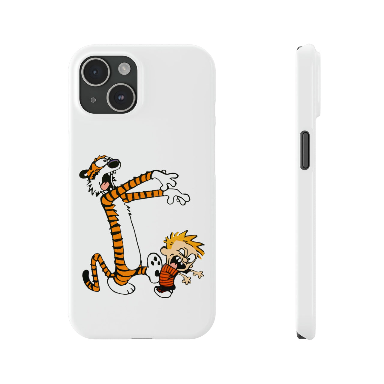 Calvin & Hobbes Playing Zombies Slim White Phone Case - Accessories - Harvey Ltd