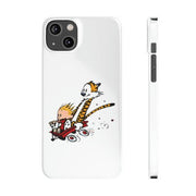Calvin & Hobbes Speed Downhill in a Wagons Slim White Phone Case - Accessories - Harvey Ltd