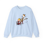 Calvin & Hobbes Speeding Downhill in a Wagon Sweatshirt - Clothing - Harvey Ltd