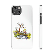 Calvin & Hobbes Walking Across Log Slim White Phone Case - Accessories - Harvey Ltd