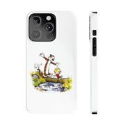 Calvin & Hobbes Walking Across Log Slim White Phone Case - Accessories - Harvey Ltd