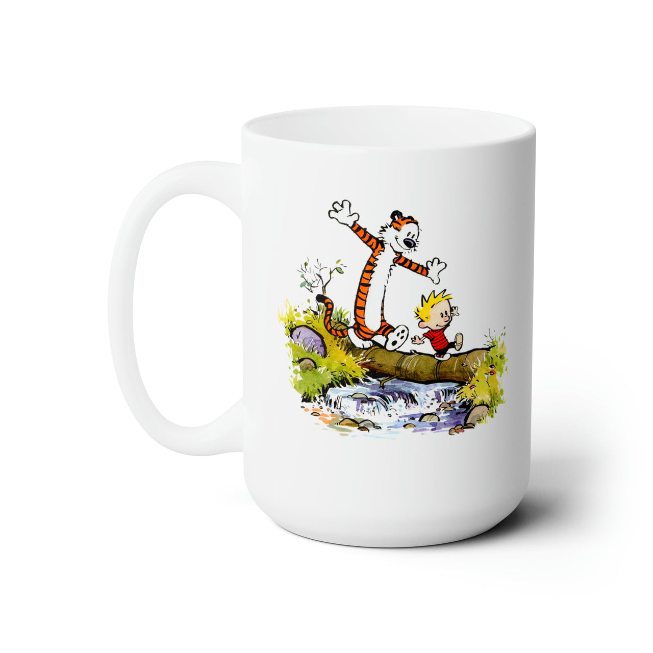 Calvin & Hobbes Walking Across Log White 15 oz Mug - Home + Living - Harvey Ltd