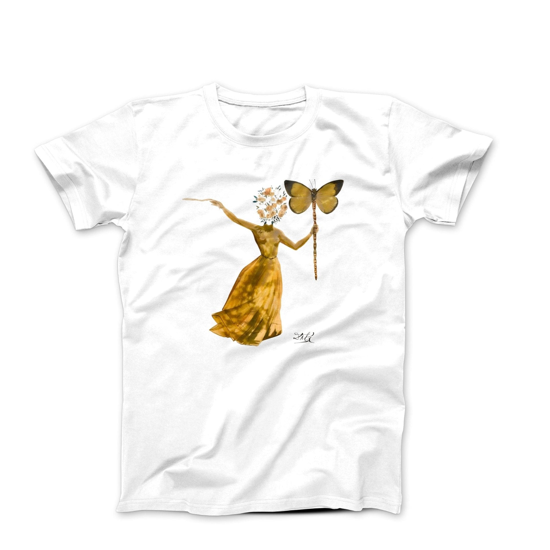 Dali Woman With A Butterfly (1976) Artwork T-shirt - Greatest Artists - Harvey Ltd