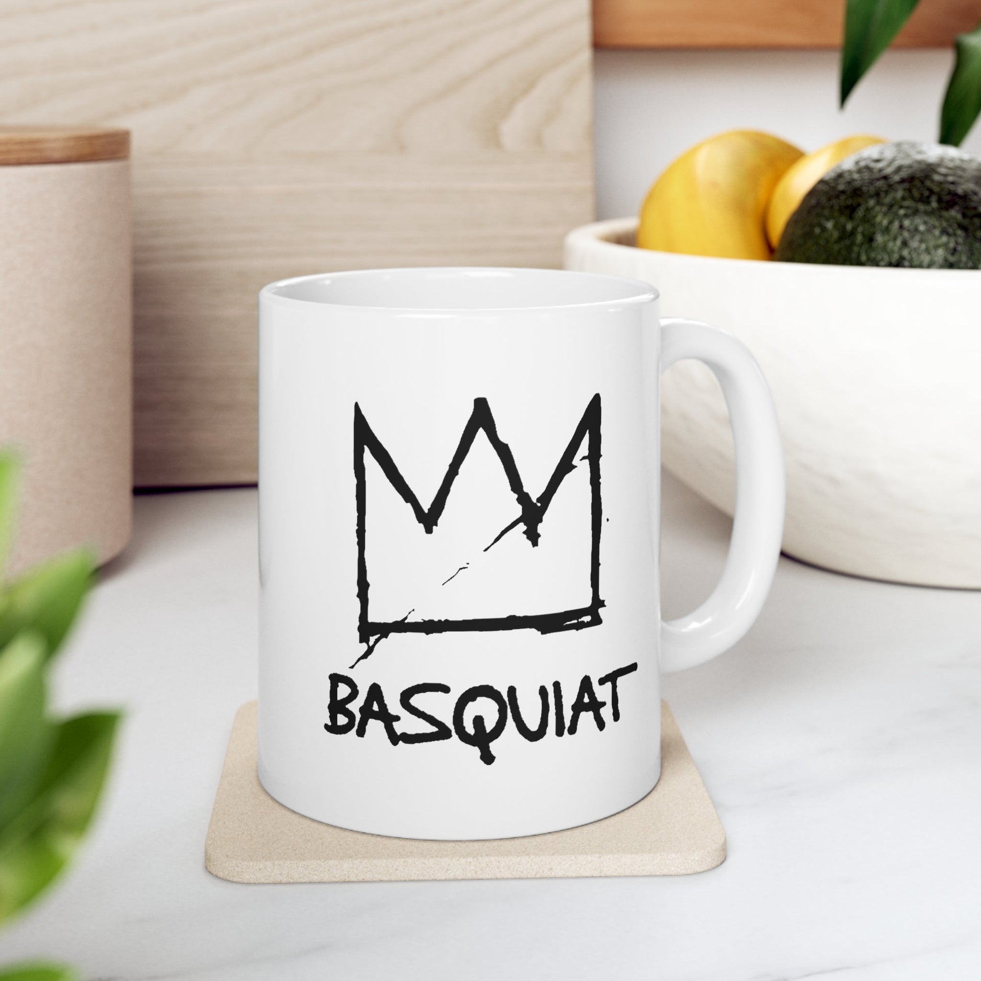 Jean-Michel Basquiat Name with Crown White 11 oz Mug - Barware - Harvey Ltd