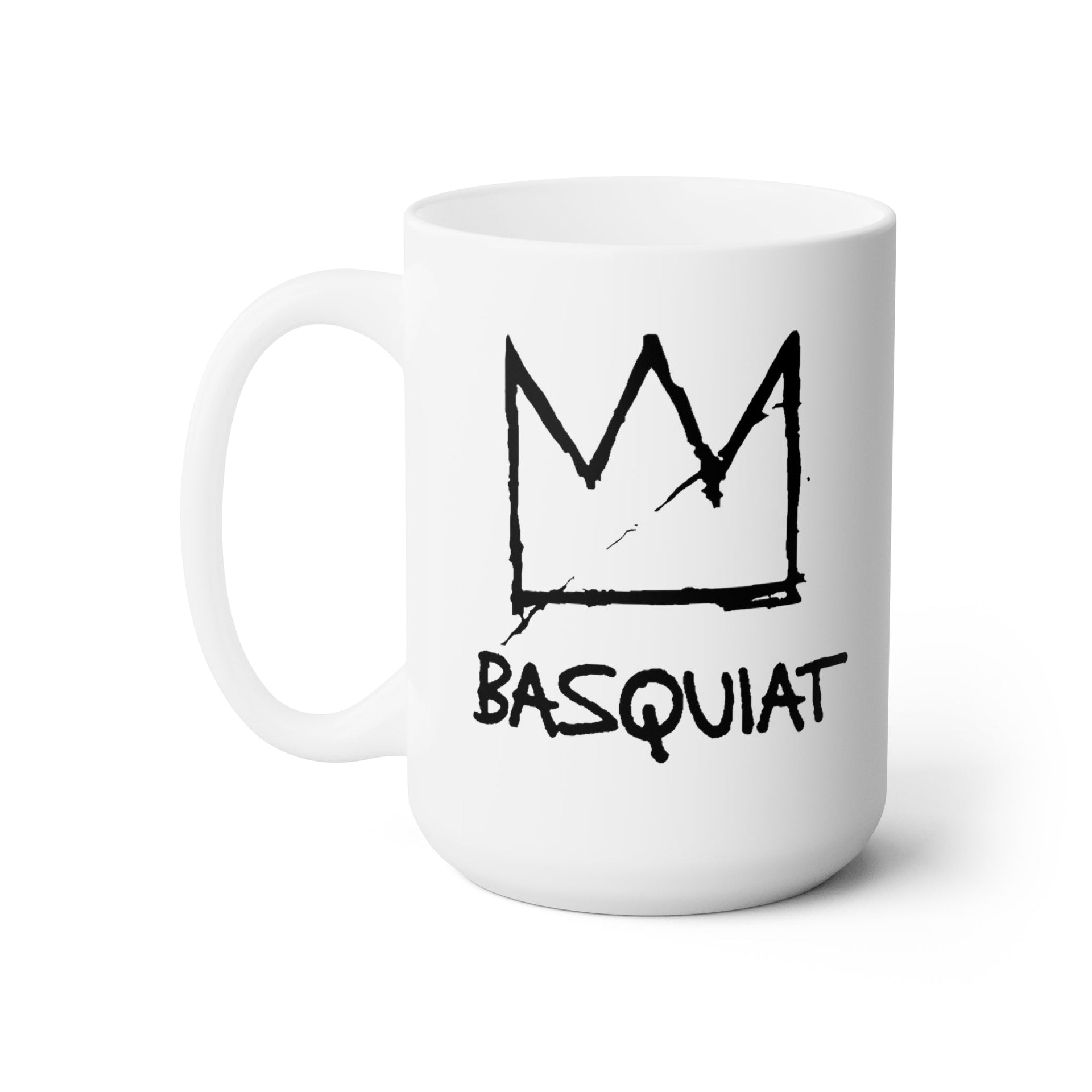 Jean-Michel Basquiat Name with Crown White 15 oz Mug - Barware - Harvey Ltd