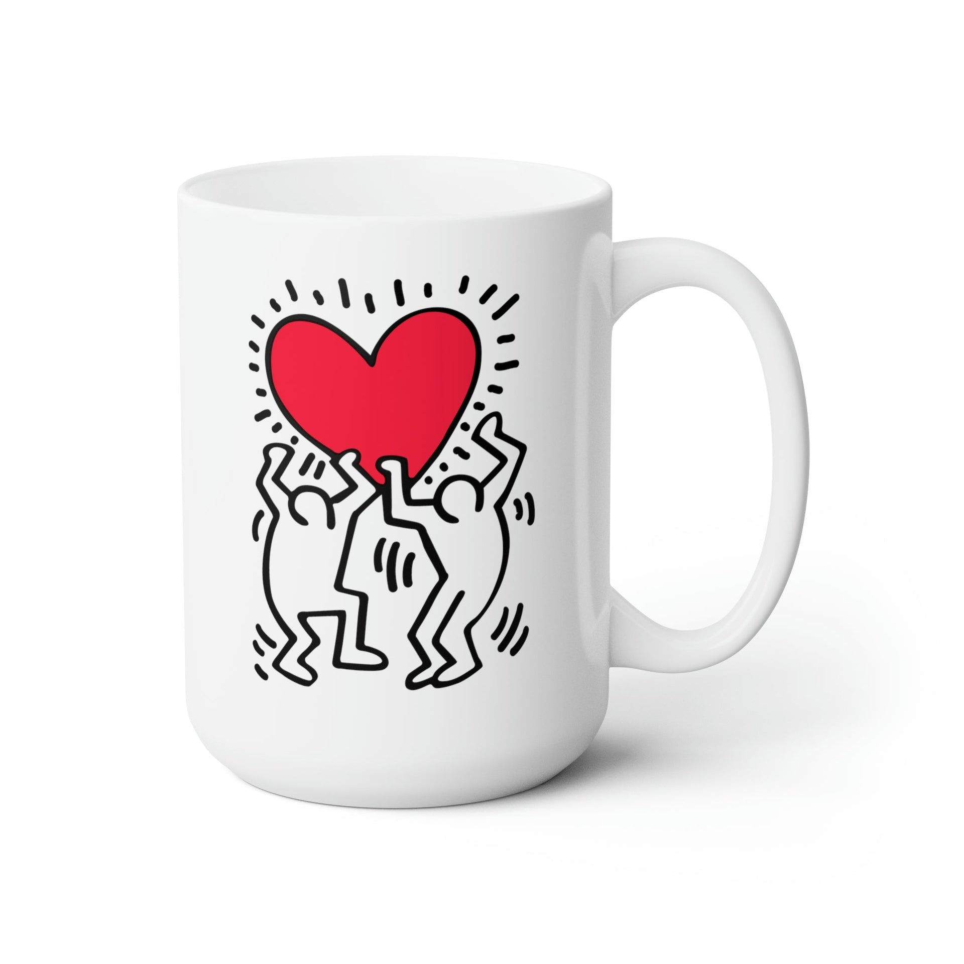 Keith Haring Men Holding Heart White 15 oz Mug - Barware - Harvey Ltd