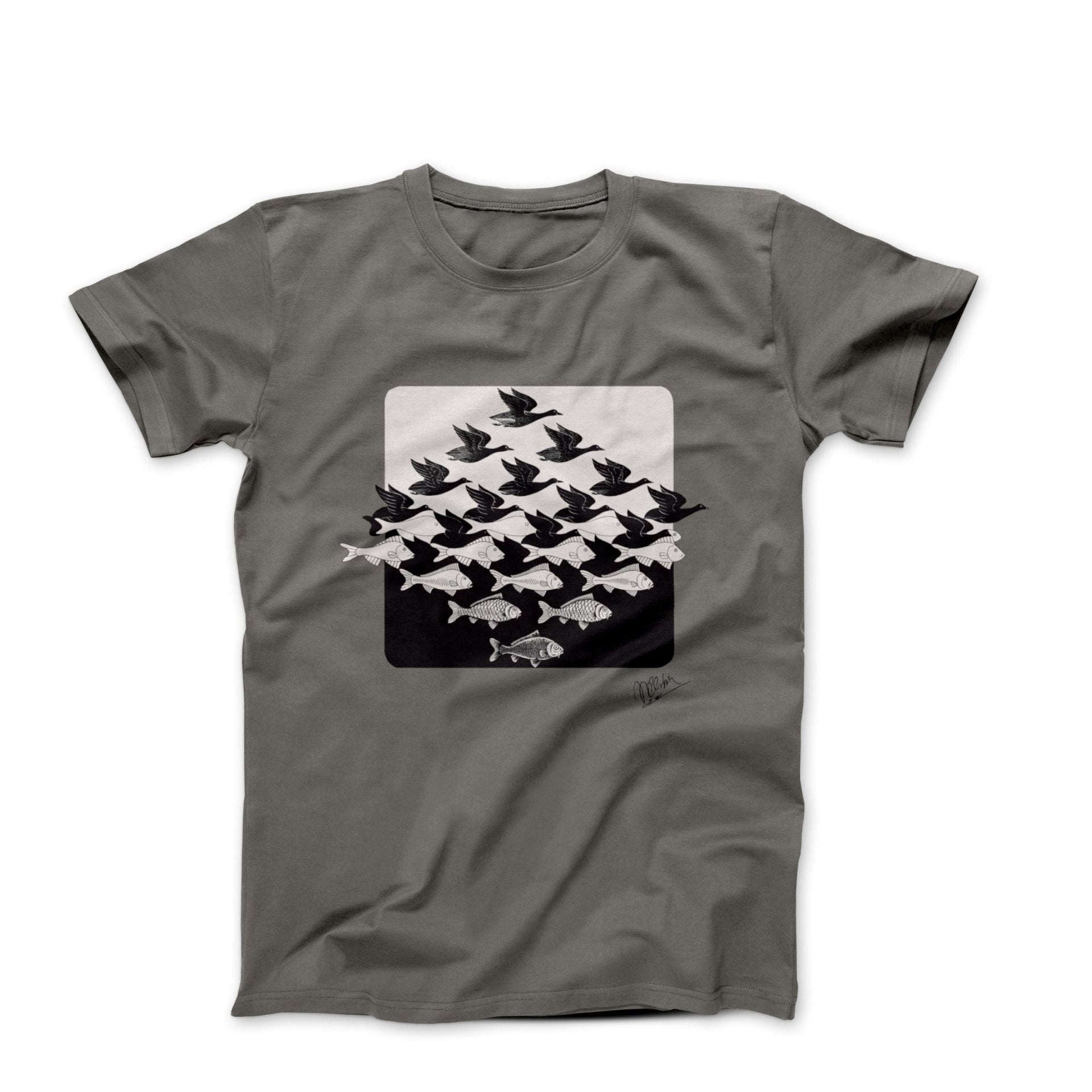 M.C. Escher Sky and Water (1938) Art T-shirt - Greatest Artists - Harvey Ltd