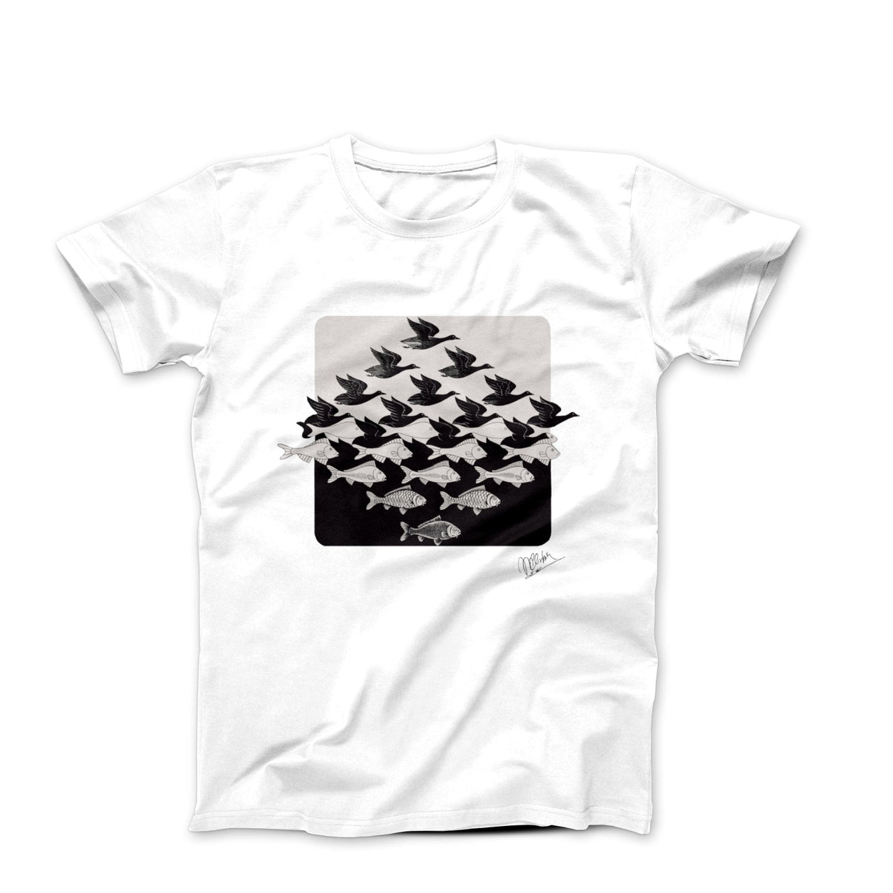 M.C. Escher Sky and Water (1938) Art T-shirt - Greatest Artists - Harvey Ltd