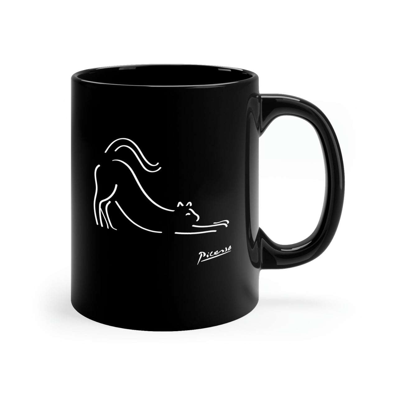 Pablo Picasso Stretching Cat Black 11 oz Mug - Barware - Harvey Ltd