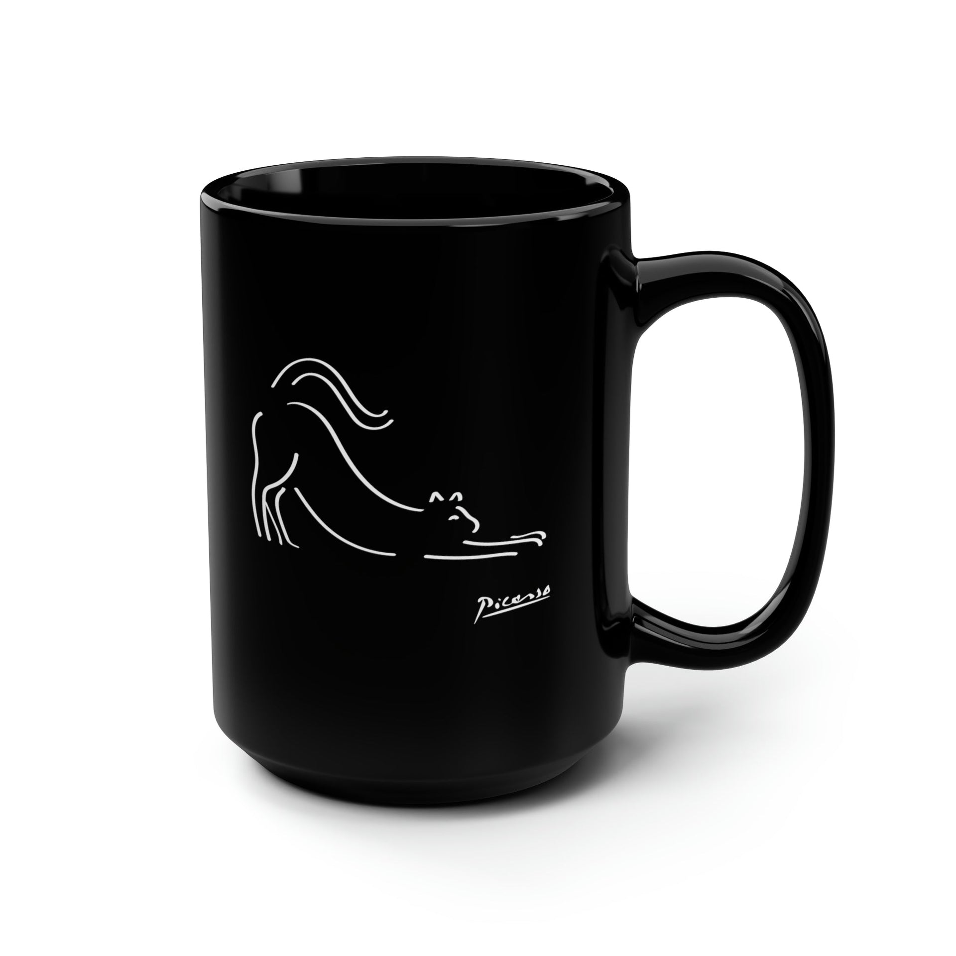 Pablo Picasso Stretching Cat Black 15 oz Mug - Barware - Harvey Ltd