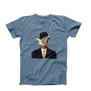 Rene Magritte Man In Bowler Hat With Dove (1964) Art T-shirt - Clothing - Harvey Ltd