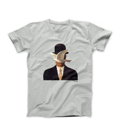 Rene Magritte Man In Bowler Hat With Dove (1964) Art T-shirt - Clothing - Harvey Ltd