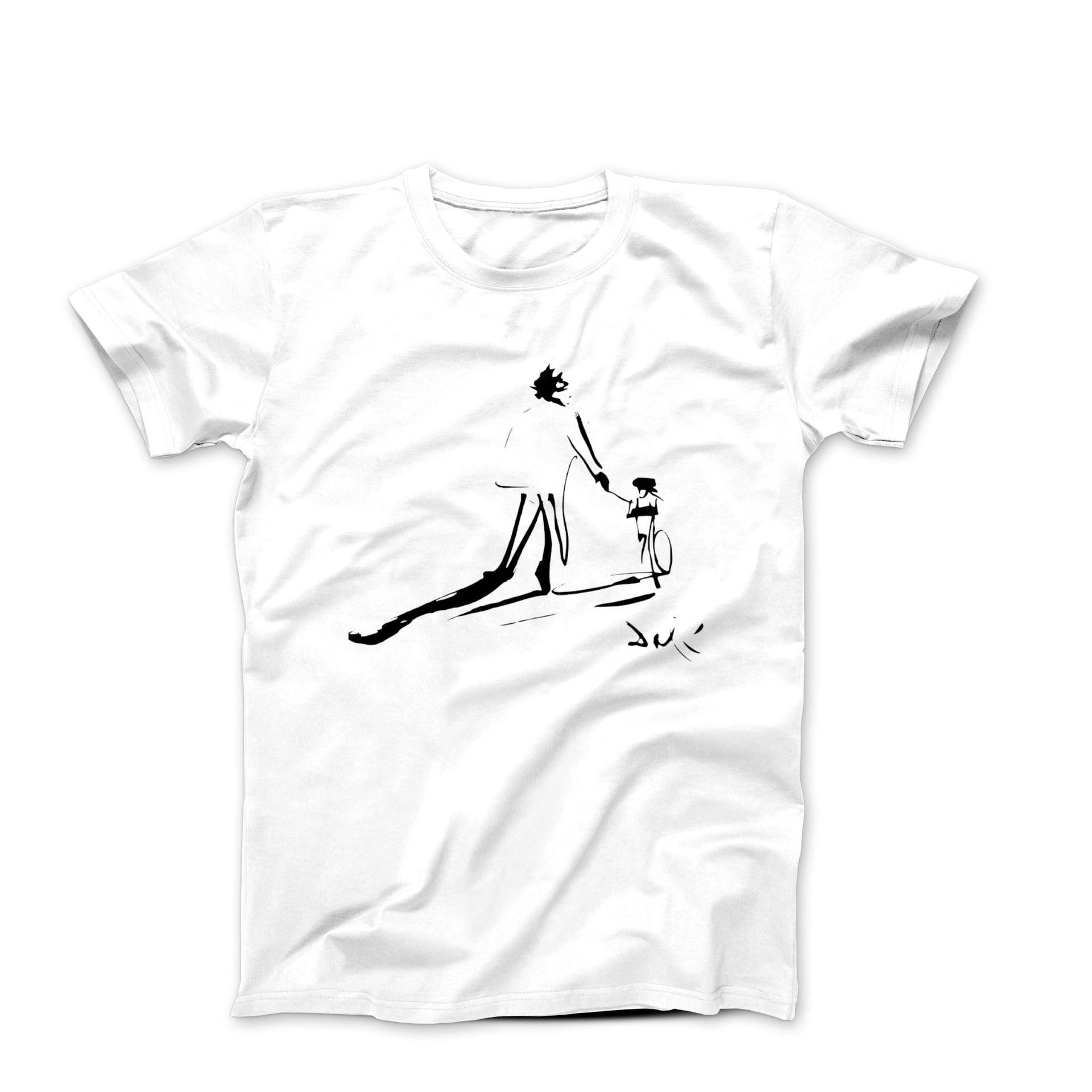 Salvador Dali Childhood With Father Riding a Bike (1971) Sketch T-Shirt - Clothing - Harvey Ltd